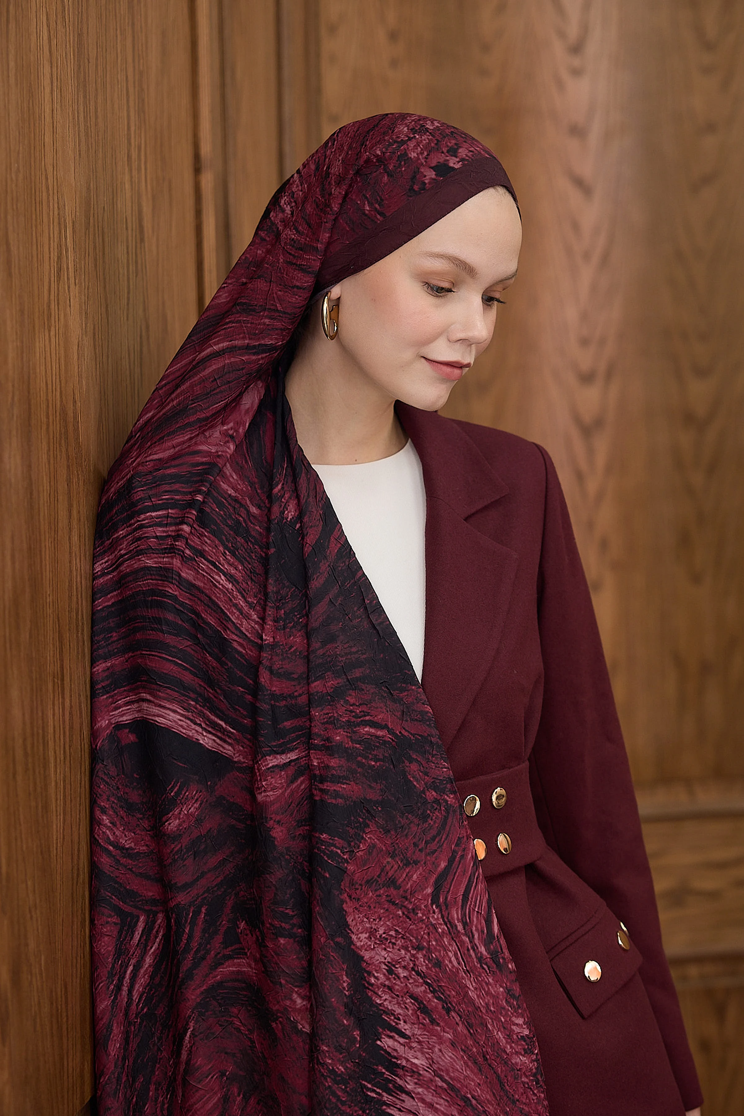 Bambu Kraş Şal 7015 - Bordo