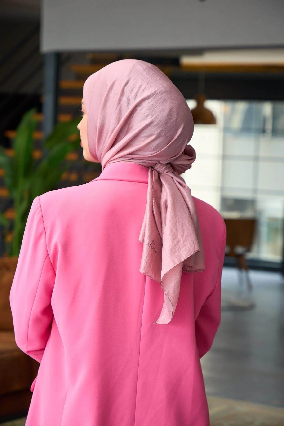 Düz Desen Vual Şal Kiraz Çiçeği Vual İpek Şal - 9800-29