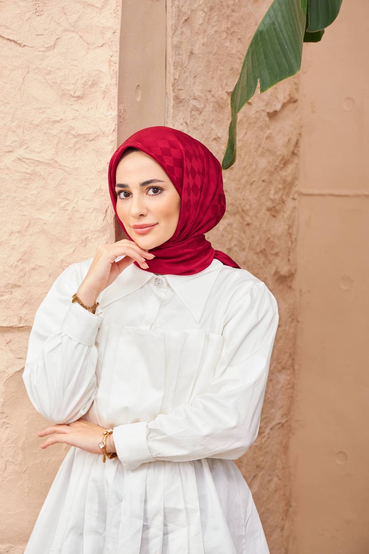 Dama Jakarlı Eşarp Bordo 9900-12