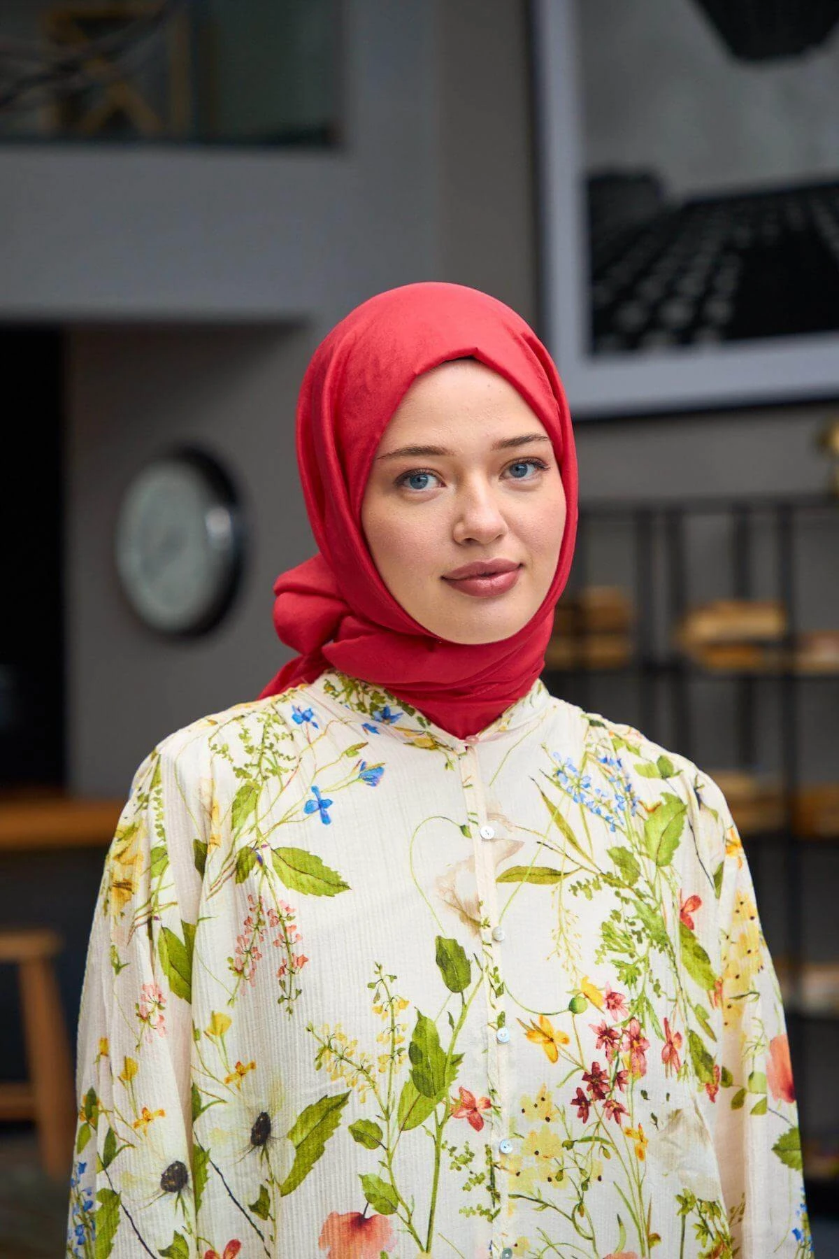 Düz Desen Vual Şal Kırmızı Vual İpek Şal - 9800-16