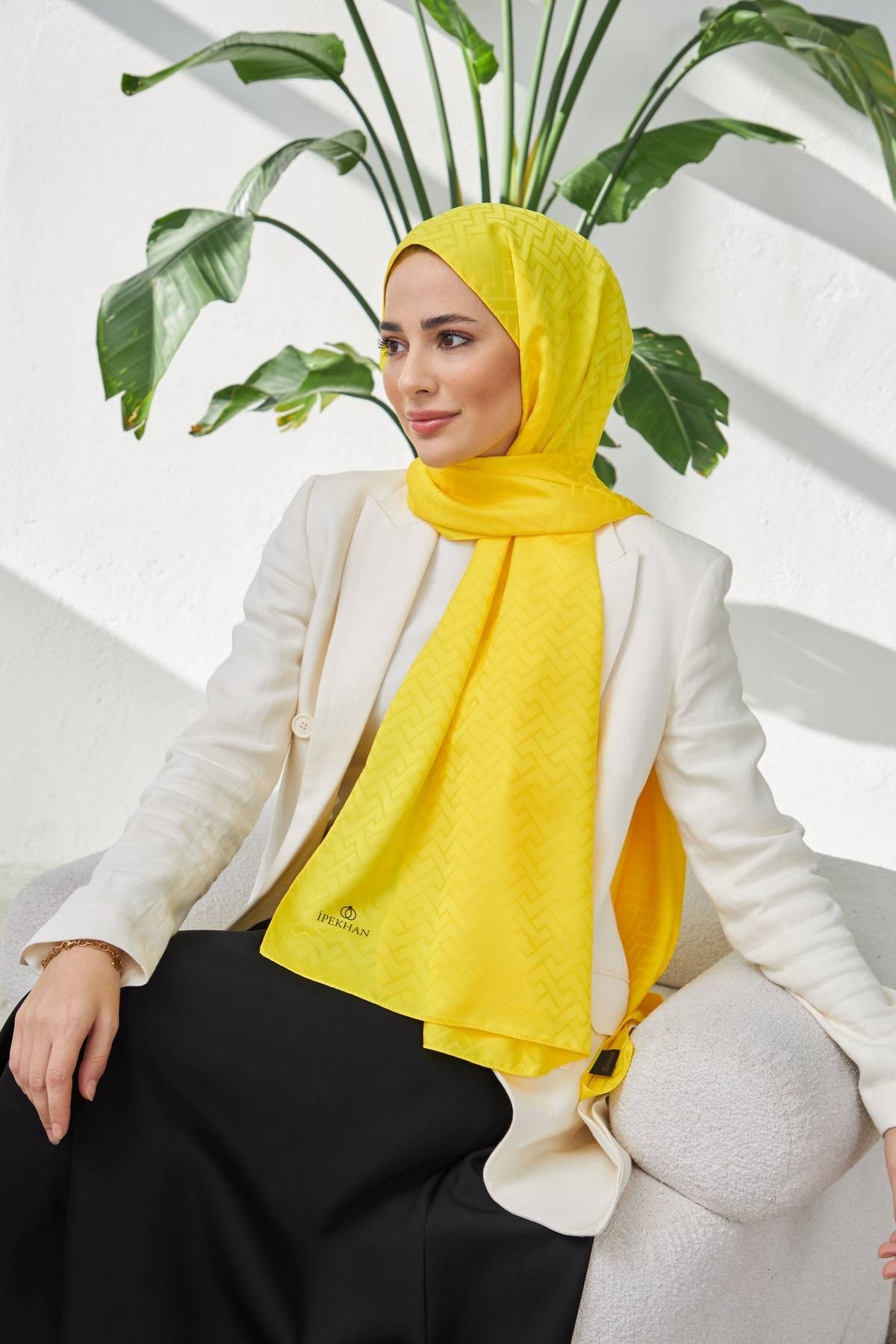 Lego Desen İpeksi Jakar Şal Sarı 9004-27