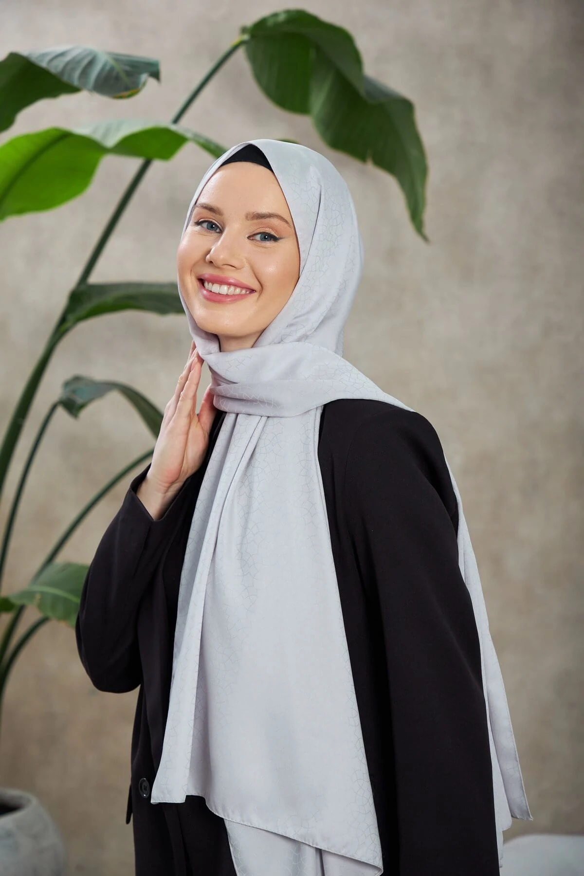 Alesa Desen İpeksi Jakar Şal Gri 9003-07