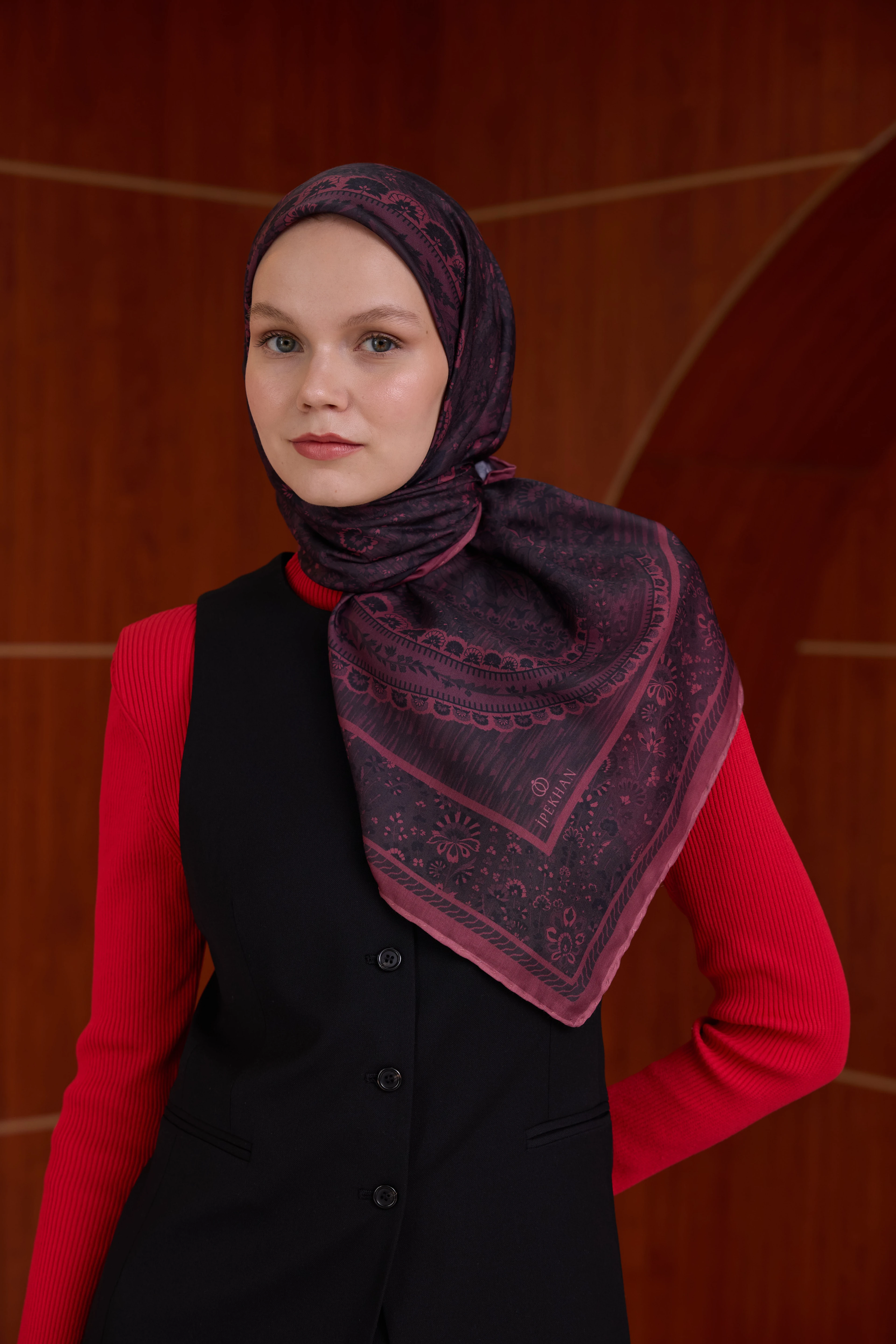 Winter Bloom Soft Eşarp 1242 - Vişne