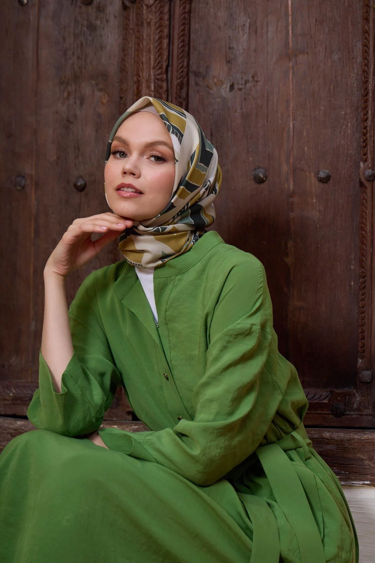 Marrakech Koleksiyon Soft Eşarp Koyu Gold Haki 1197-09