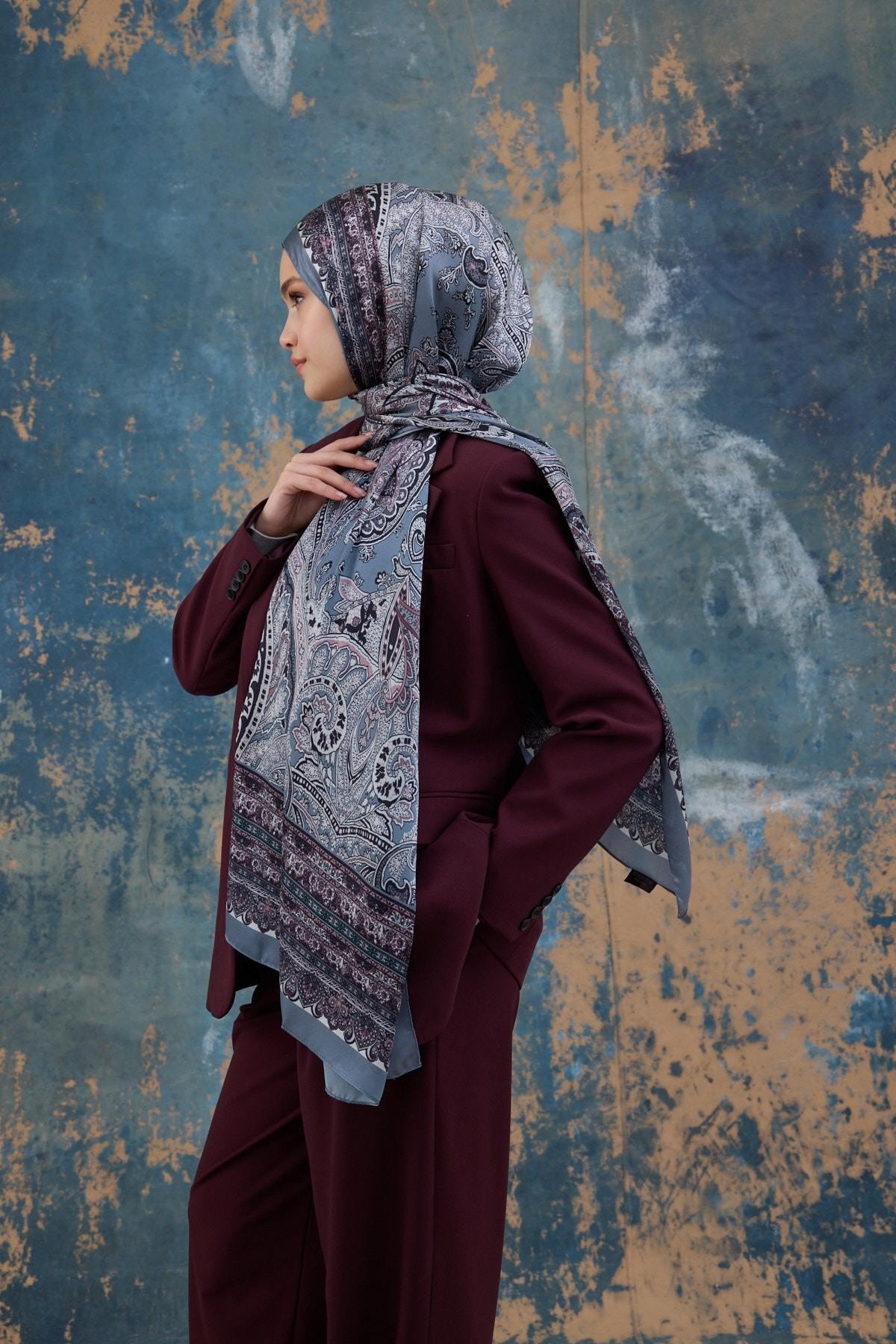 Gri Hint Vual Şal - 5007-11