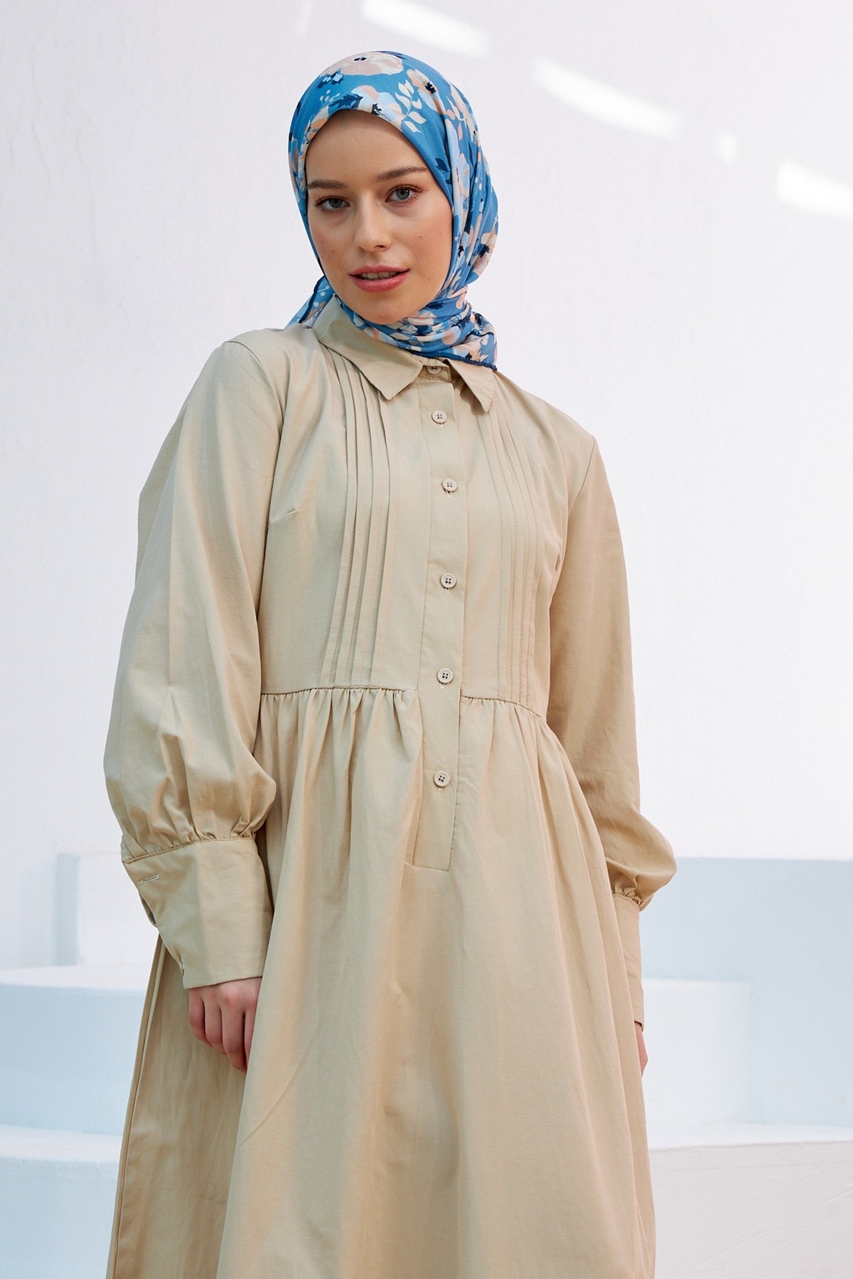 Çiçek Bahçesi İndigo Pamuk Viskon Eşarp