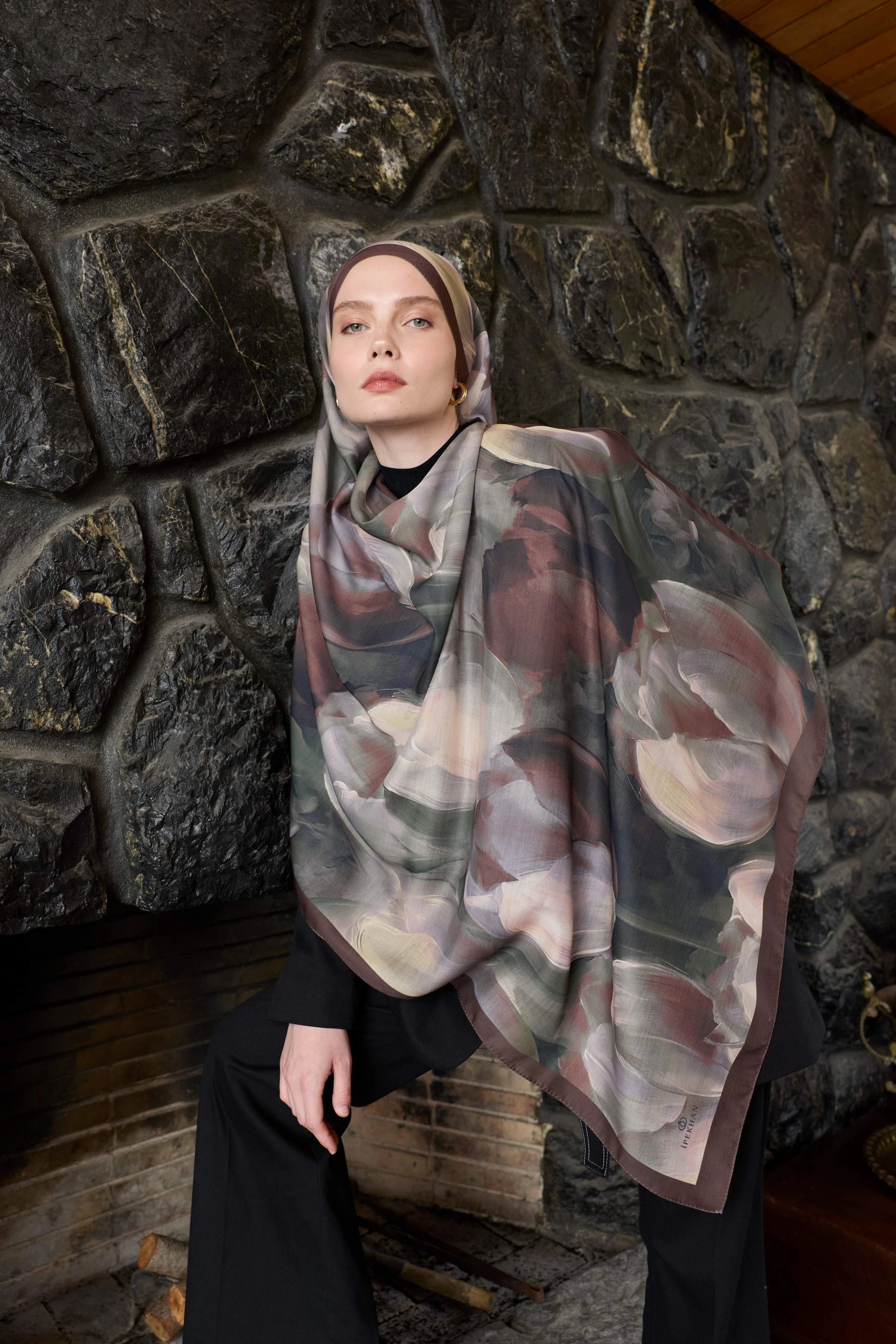 Winter Bloom Soft Şal 3067-10096 - Acı Kahve