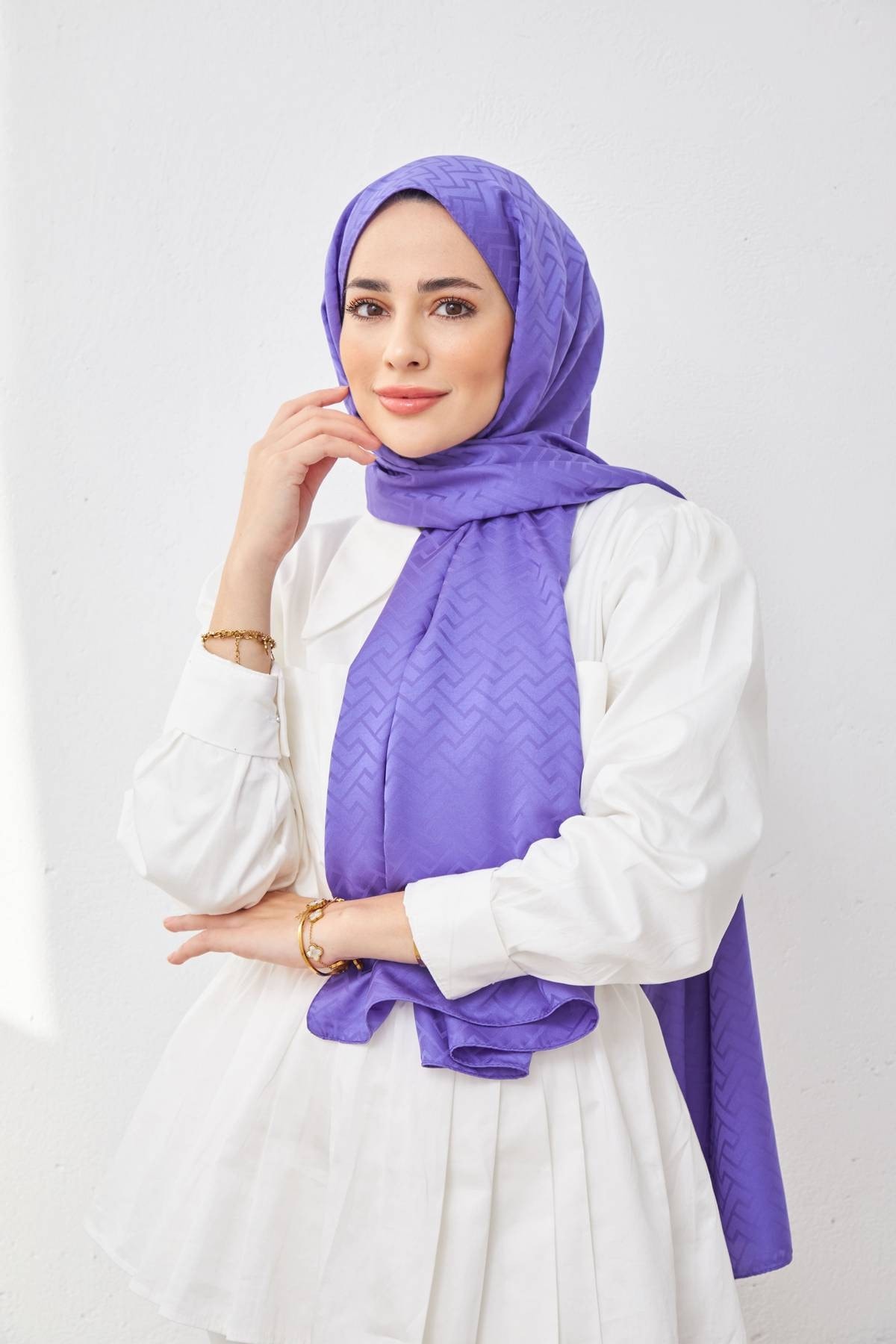 Lego Desen İpeksi Jakar Şal Mor 9004-06