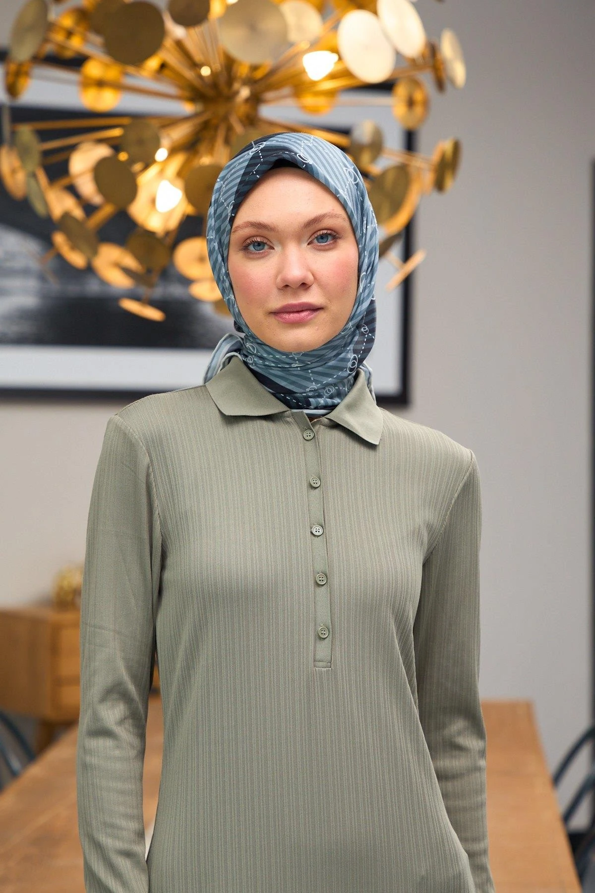 Harmony Collection Soft Eşarp Gri Lacivert 1176-08