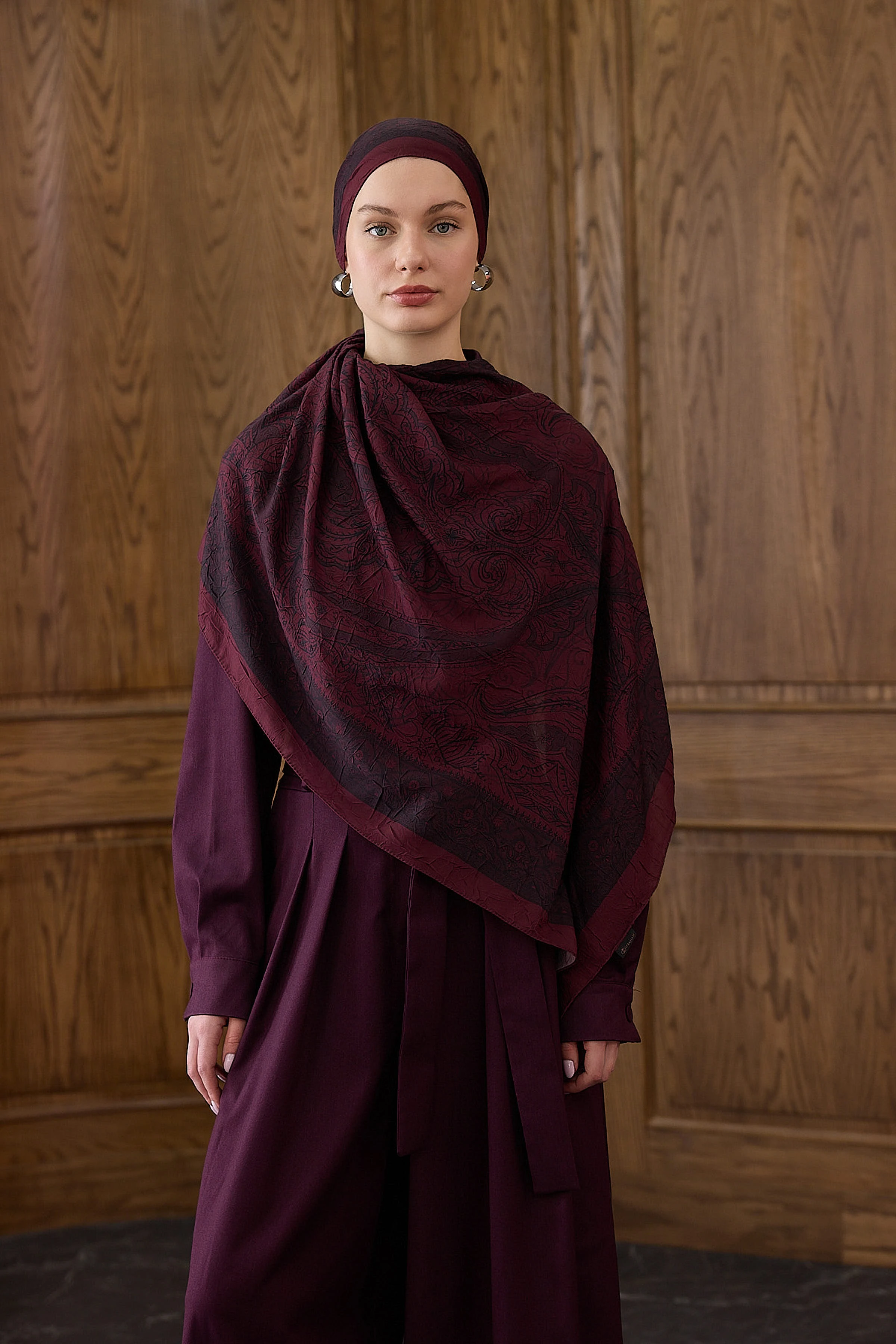 Bambu Kraş Şal 7008 - Bordo