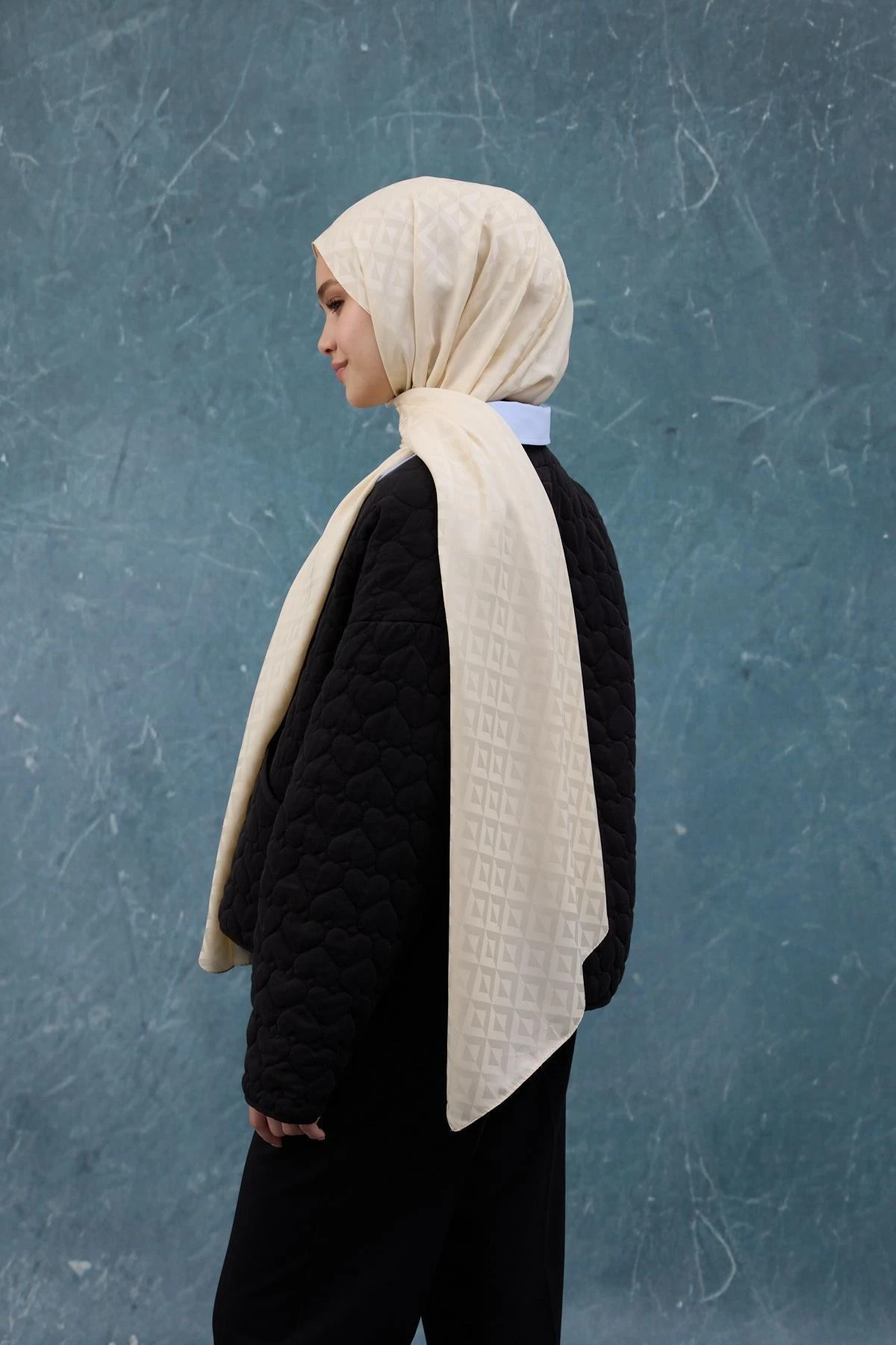 Fall Winter İpeksi Jakar Şal Krem 9019-24