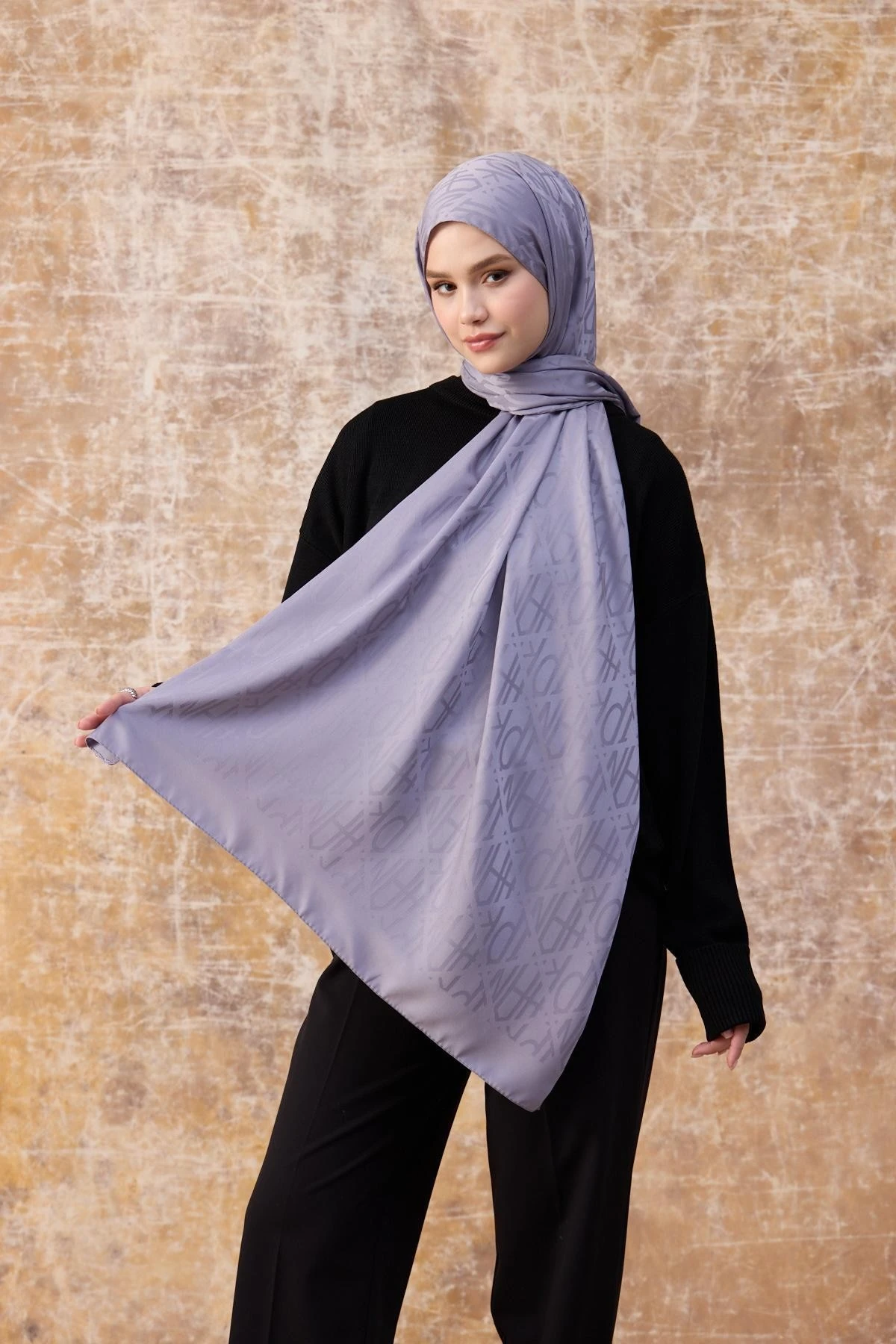 Fall Winter İpeksi Jakar Şal Lila 9020-01