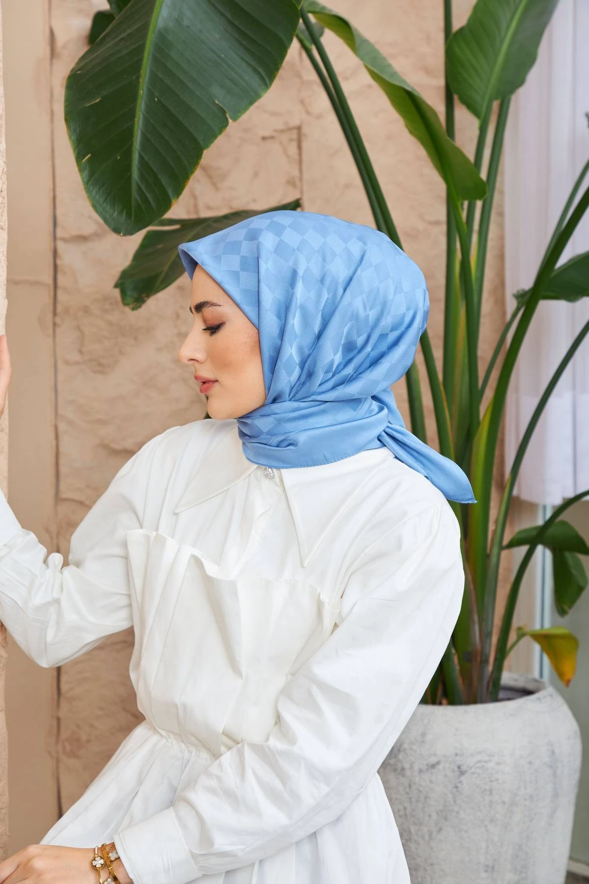 Dama Jakarlı Eşarp İndigo Mavi 9900-01