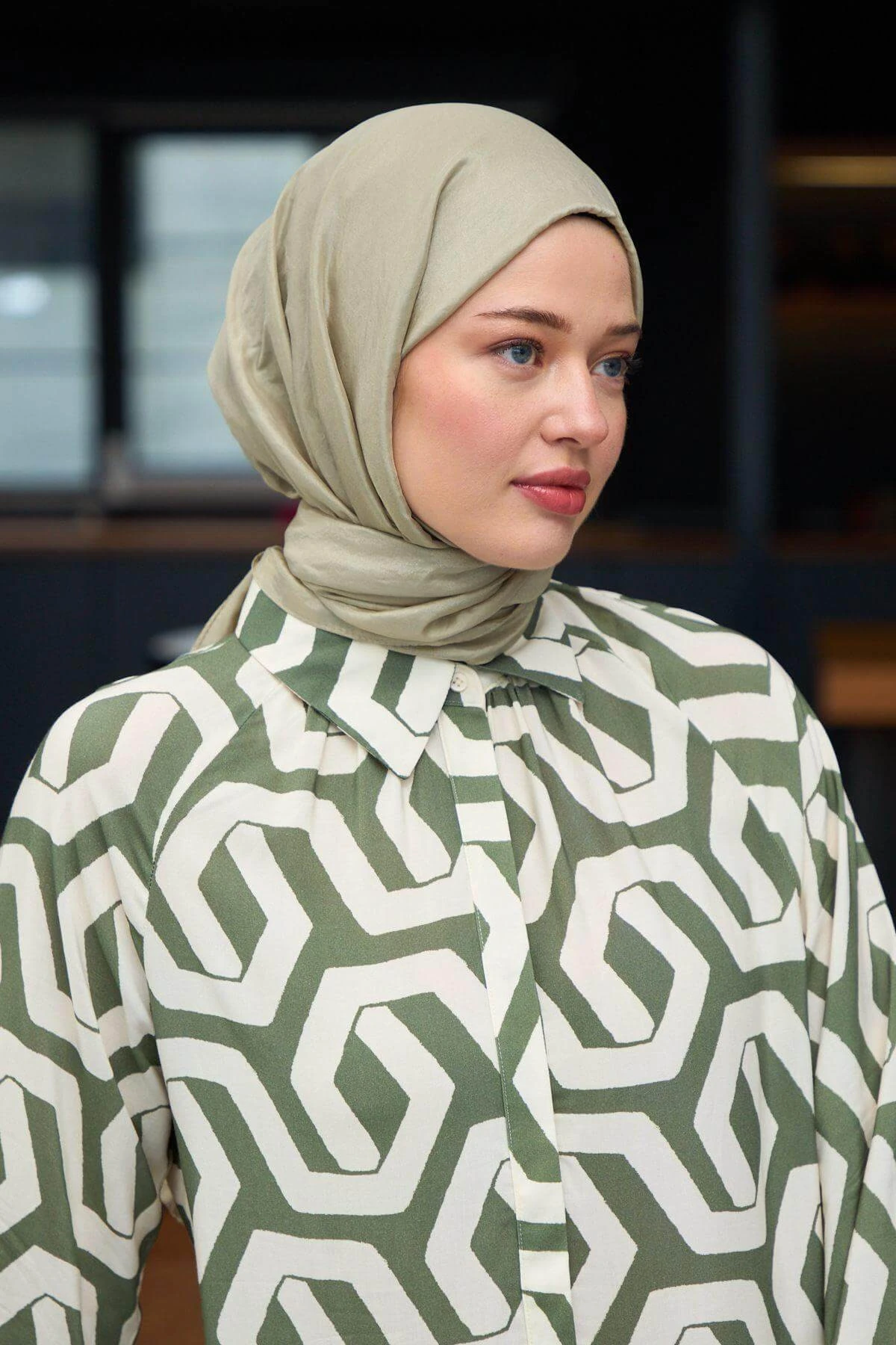 Düz Desen Vual Şal Çağla Yeşil Vual İpek Şal - 9800-04