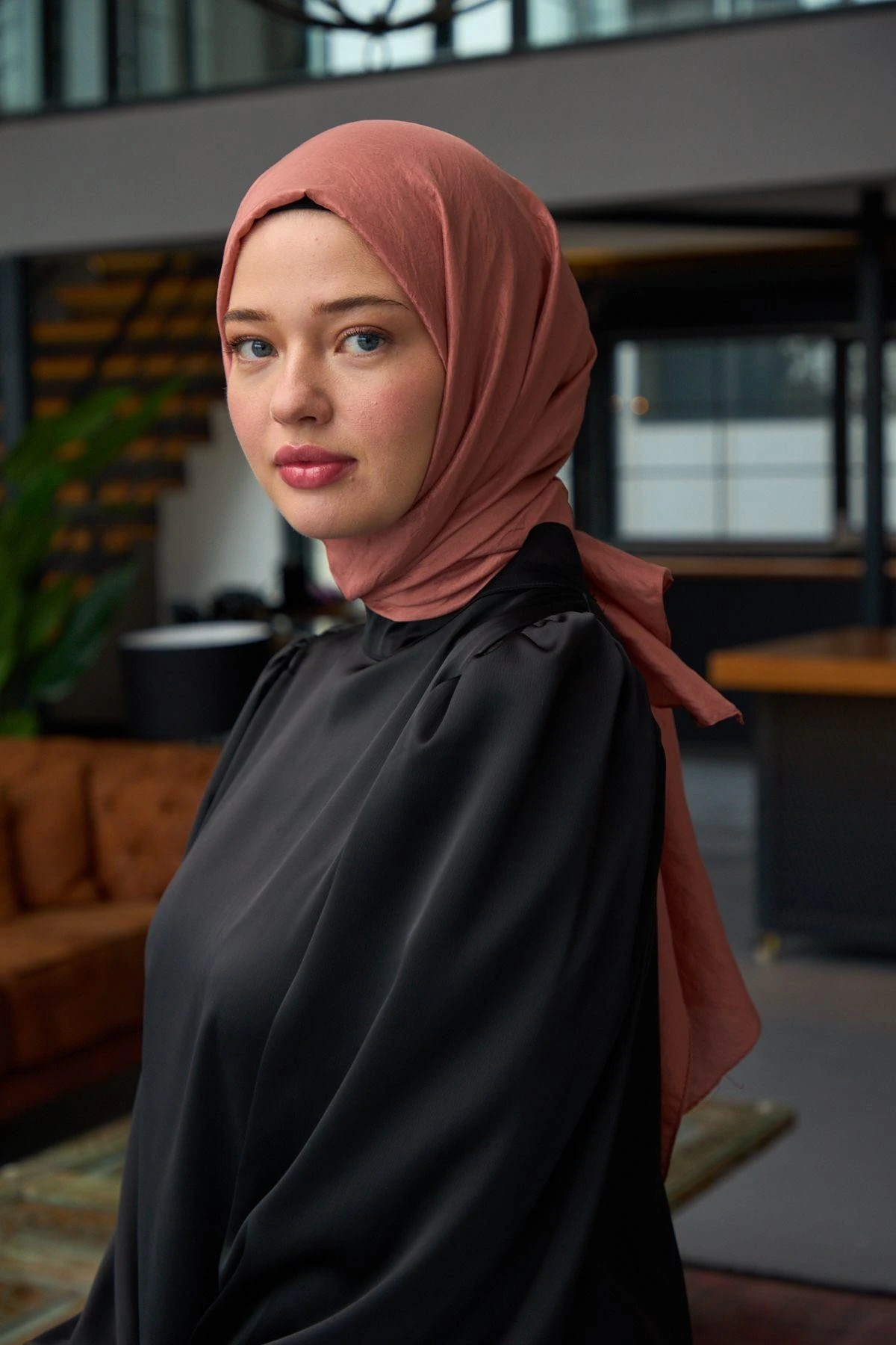 Düz Desen Vual Şal Mercan Vual İpek Şal - 9800-45