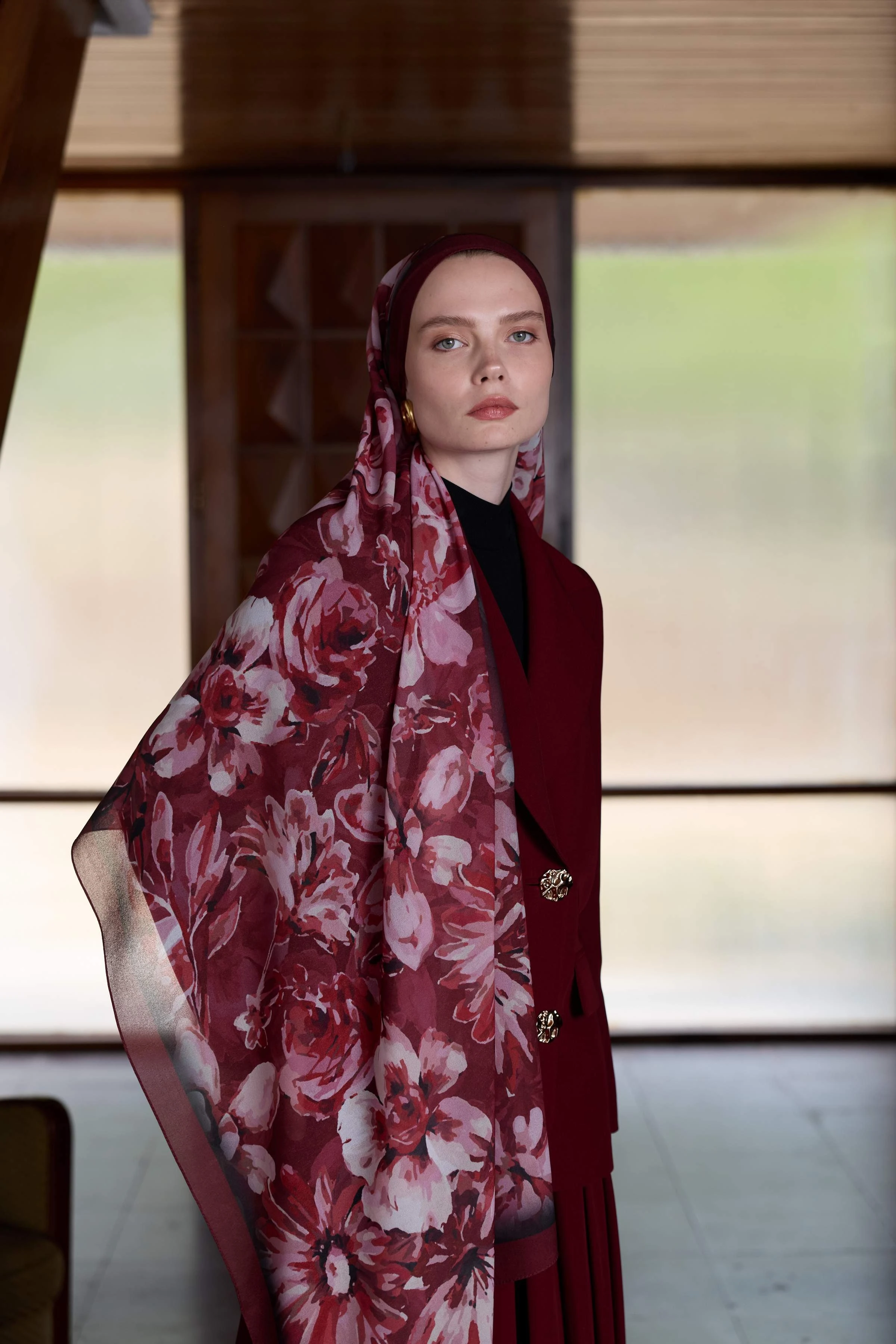 Winter Bloom Qupra Şal 30001 - Bordo