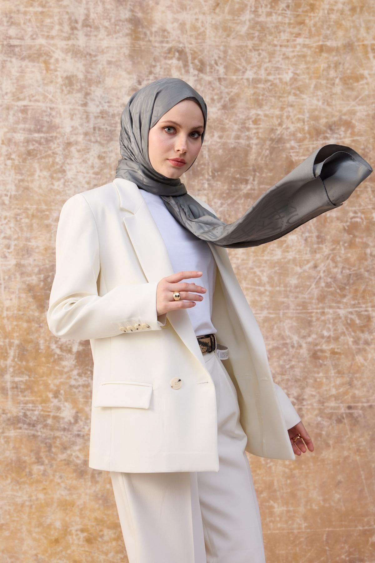 Fall Winter İpeksi Jakar Şal Yosun Yeşili 9020-21