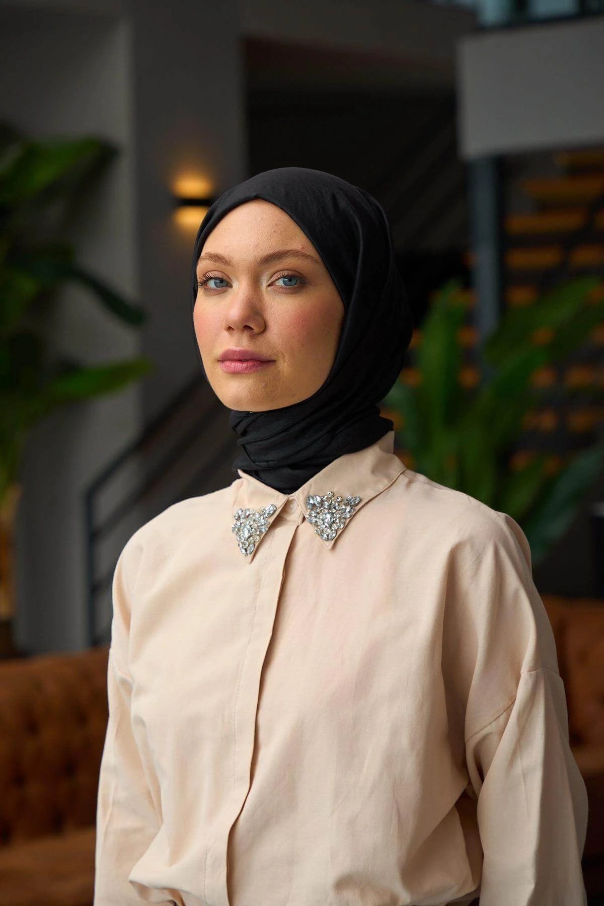 Düz Desen Vual Şal Siyah Vual İpek Şal - 9800-24