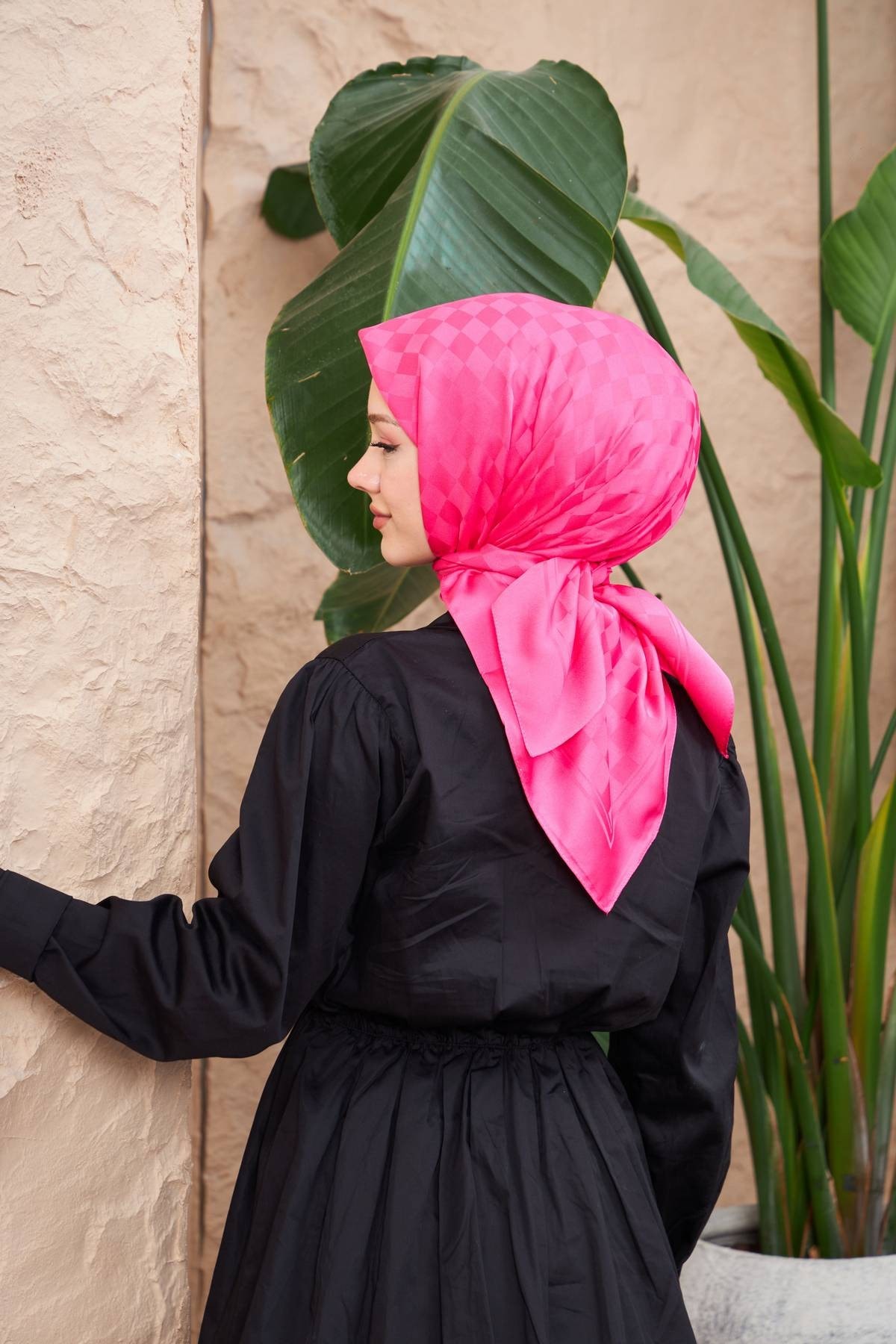 Dama Jakarlı Eşarp Fuşya 9900-09