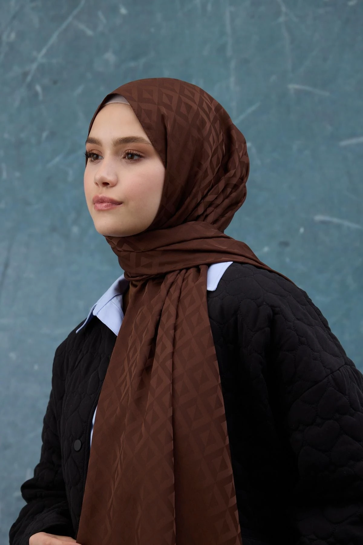 Fall Winter İpeksi Jakar Şal Kahverengi 9019-08