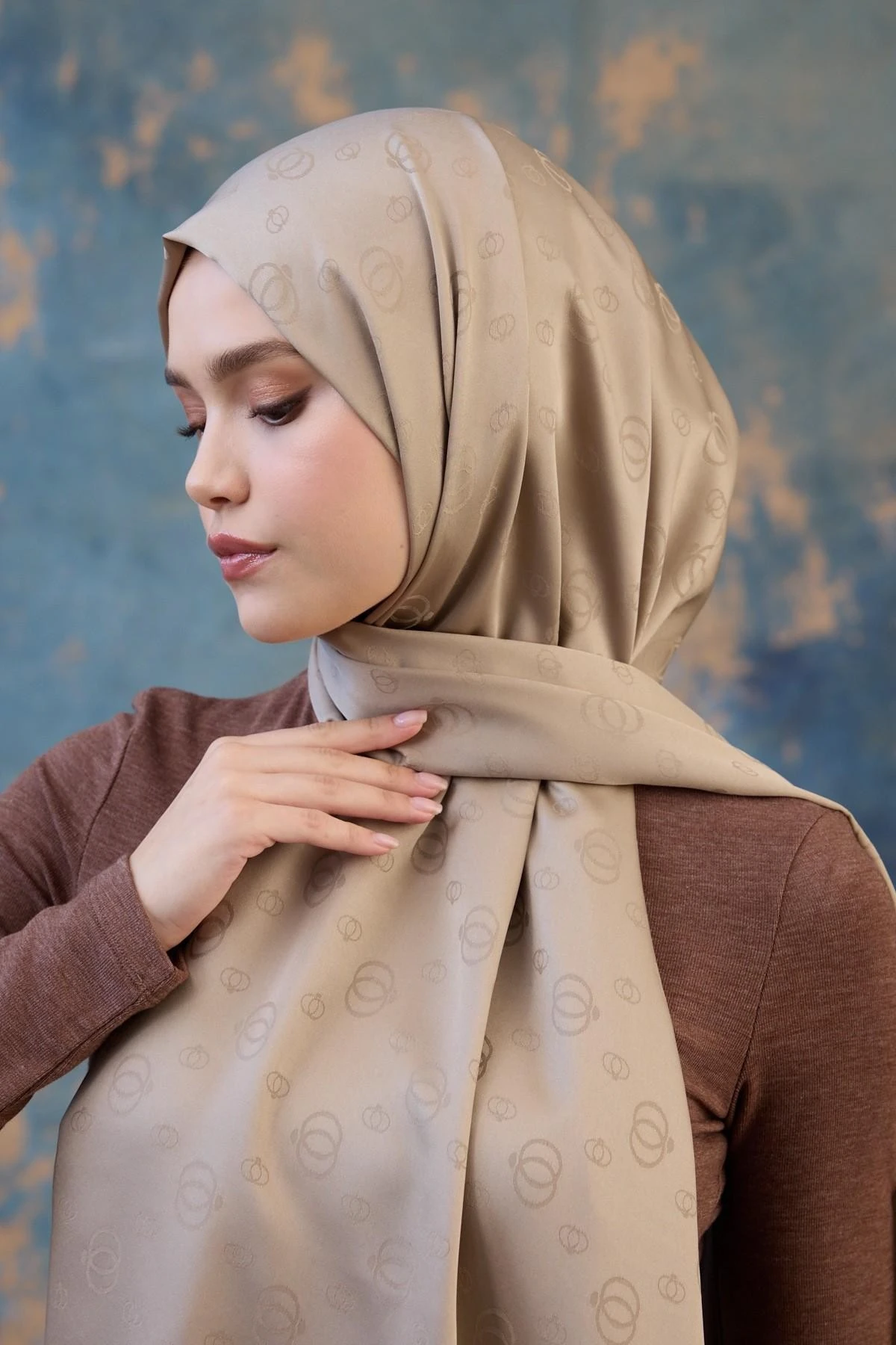 Fall Winter İpeksi Jakar Şal Camel 9018-29