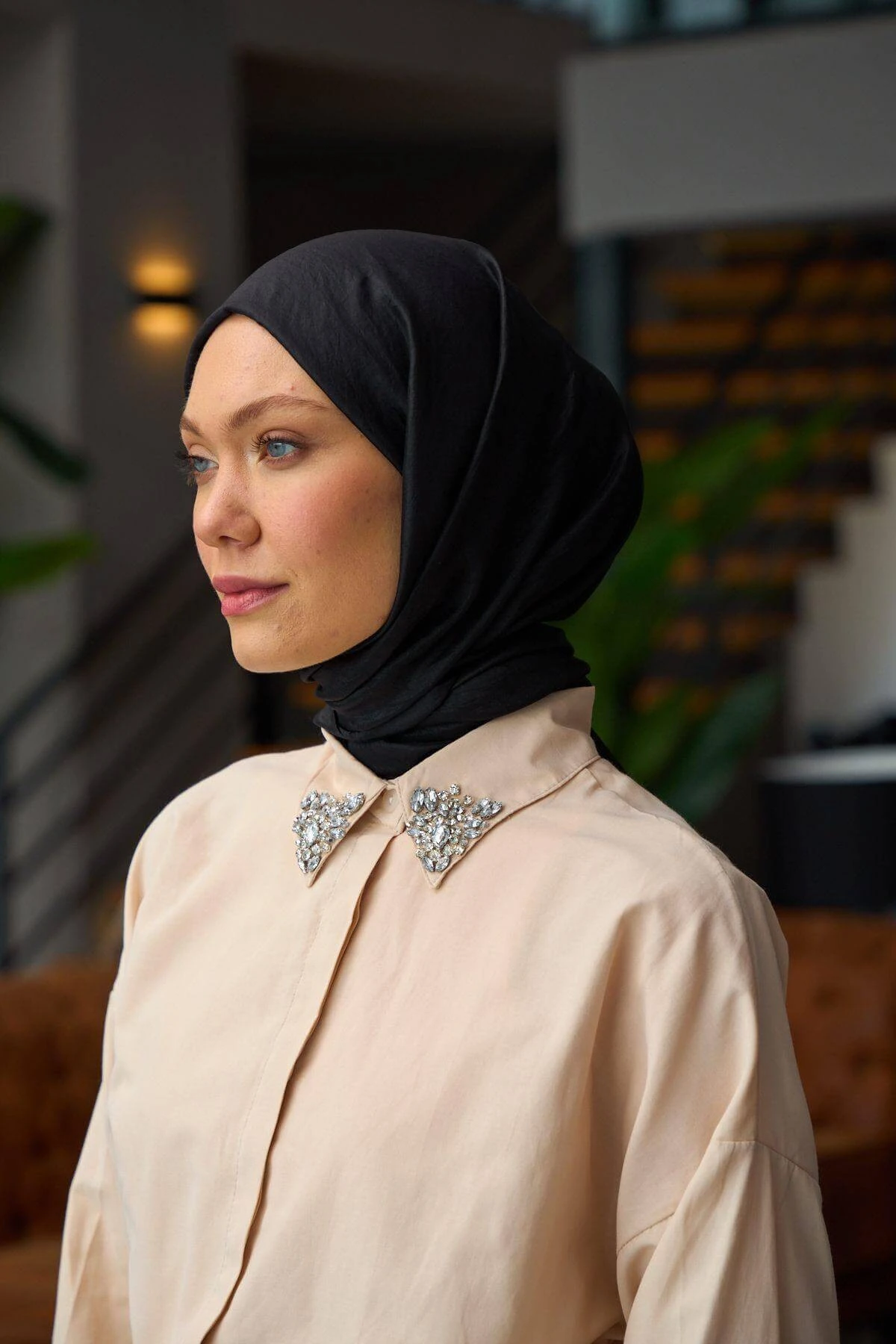 Düz Desen Vual Şal Siyah Vual İpek Şal - 9800-24