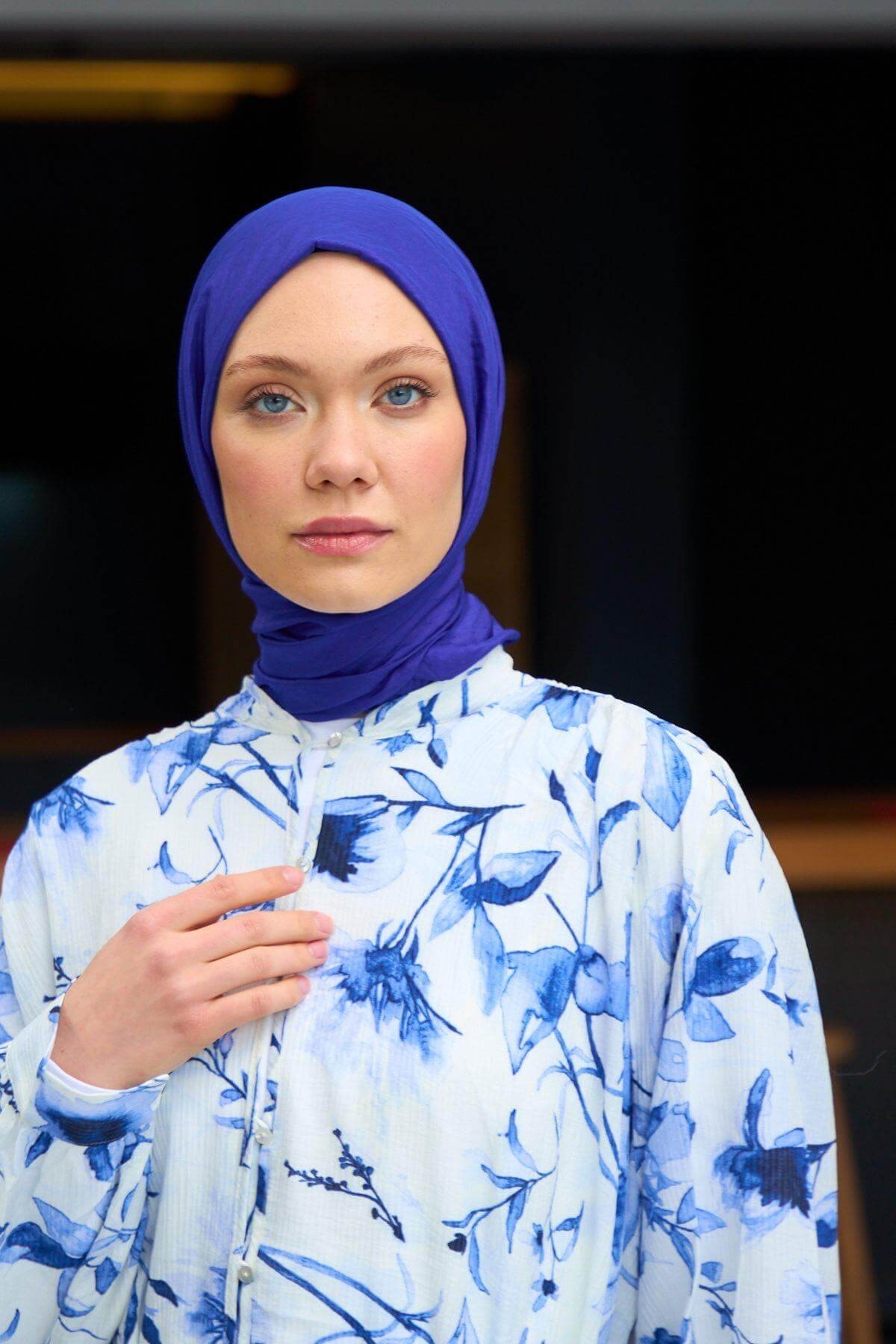 Düz Desen Vual Şal Mor Vual İpek Şal - 9800-08