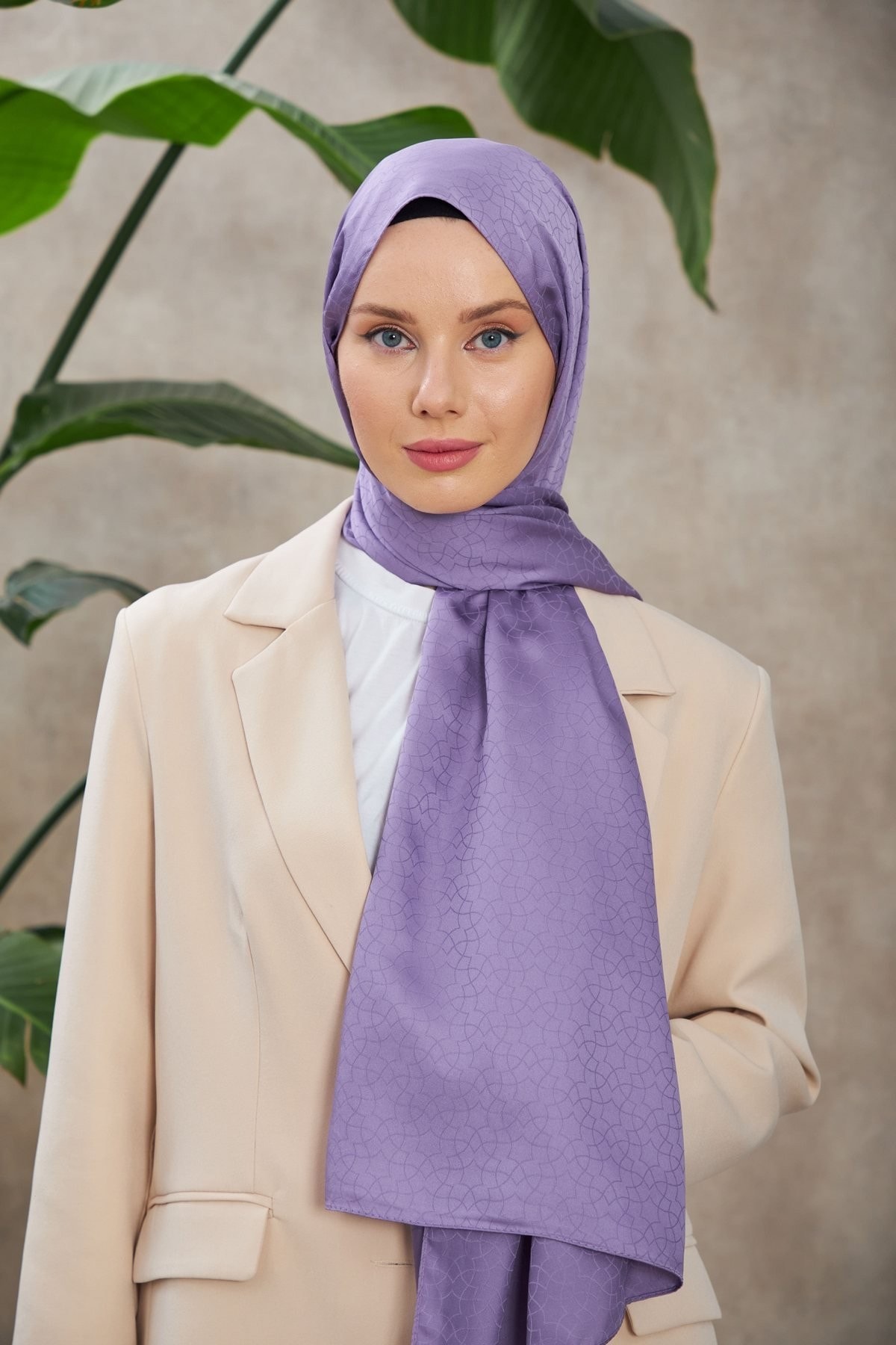 Alesa Desen İpeksi Jakar Şal Lila 9003-23