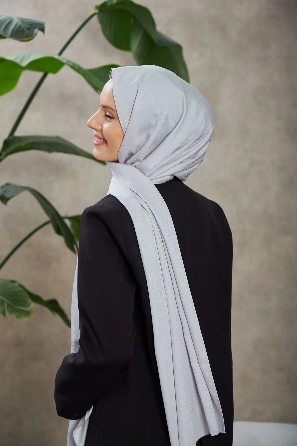 Alesa Desen İpeksi Jakar Şal Gri 9003-07