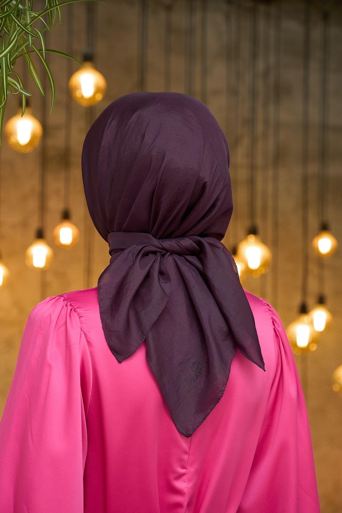 Düz Desen Vual Eşarp Mürdüm Vual İpek Eşarp - 10100-26