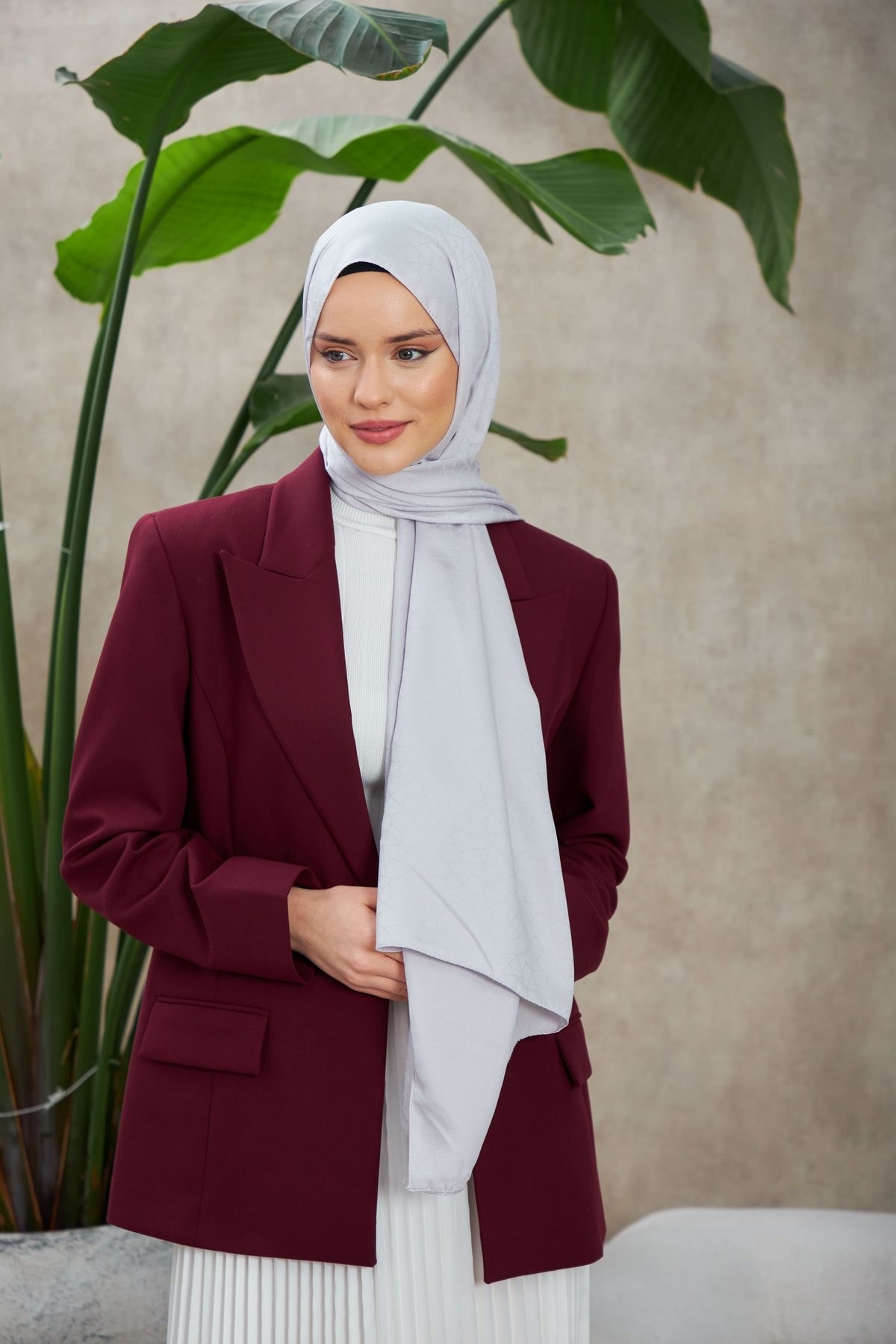 Novvela Desen İpeksi Jakar Şal Gri 9008-07