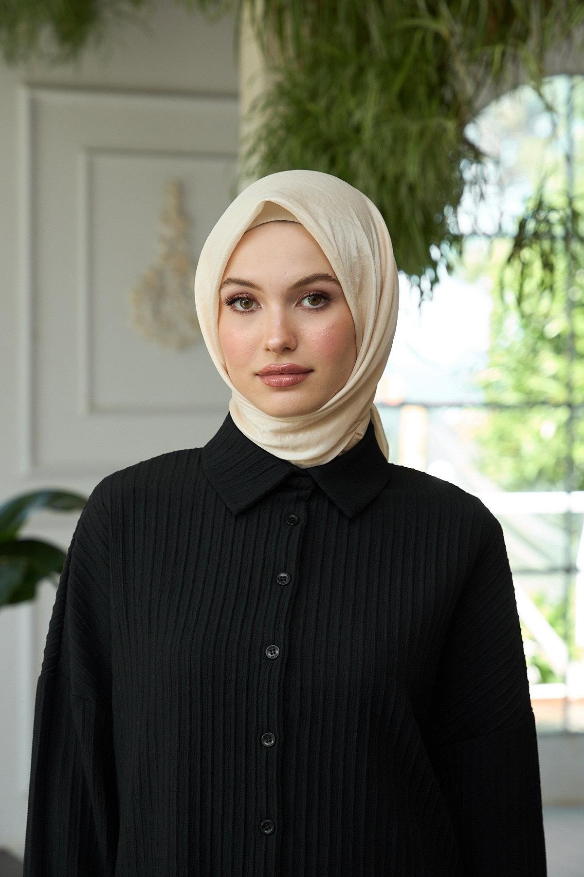 Düz Desen Vual Eşarp Somon Vual İpek Eşarp - 10100-22