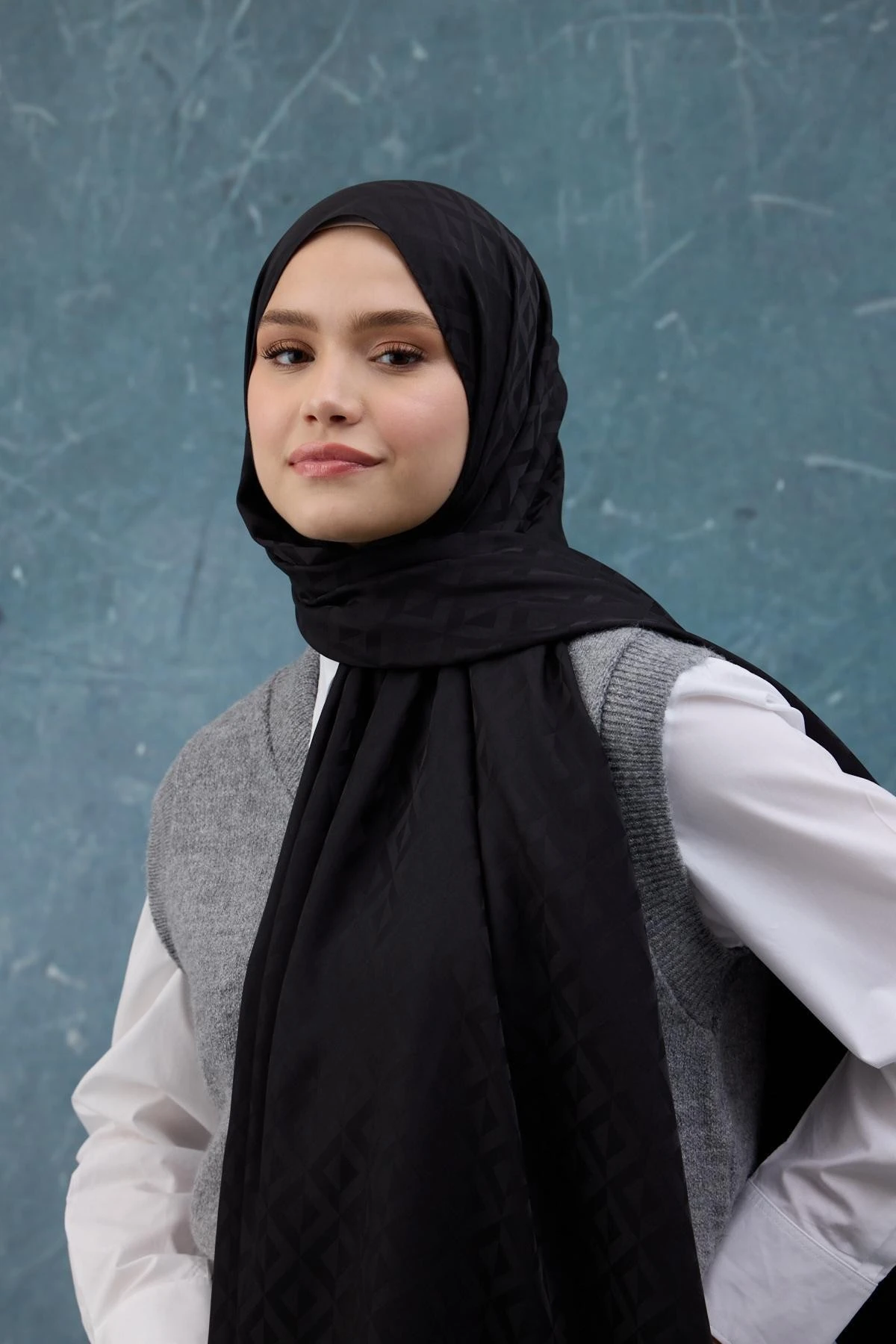 Fall Winter İpeksi Jakar Şal Siyah 9019-06