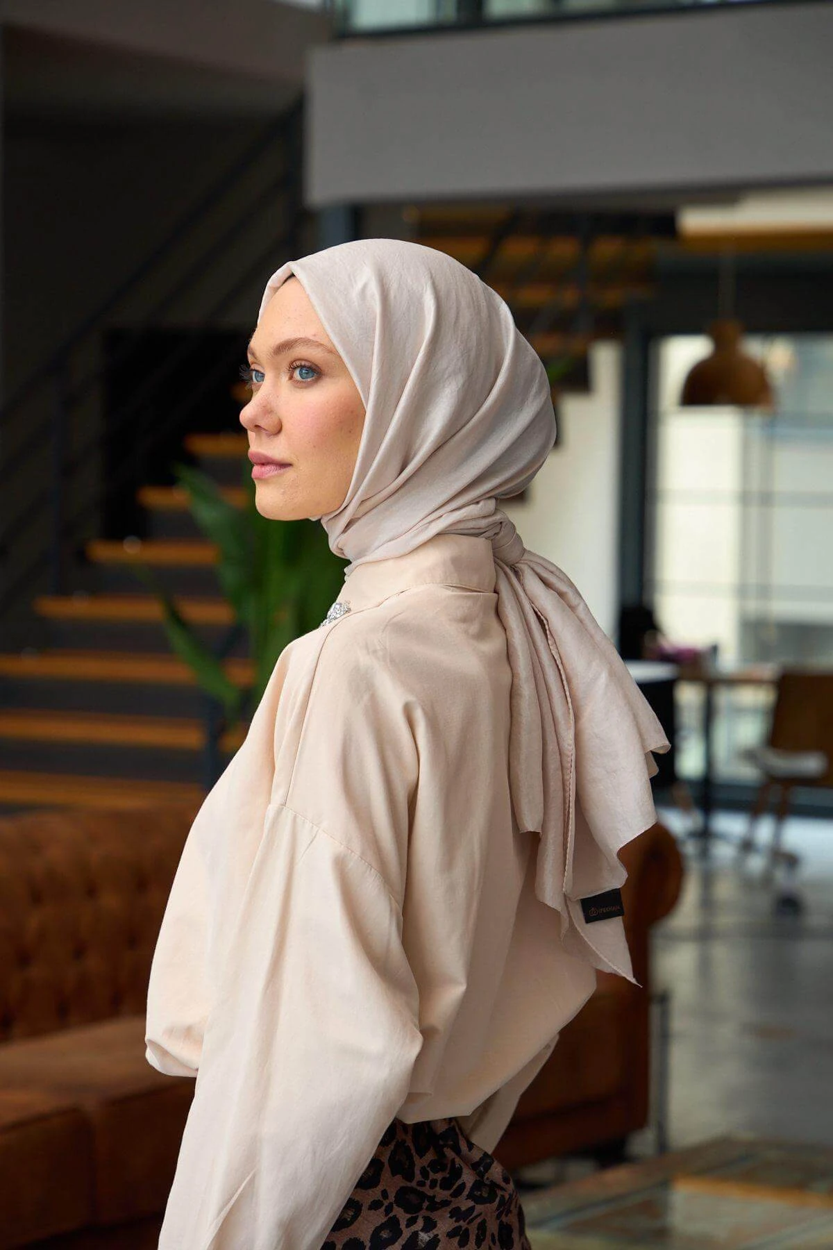 Düz Desen Vual Şal Toz Pembe Vual İpek Şal - 9800-33