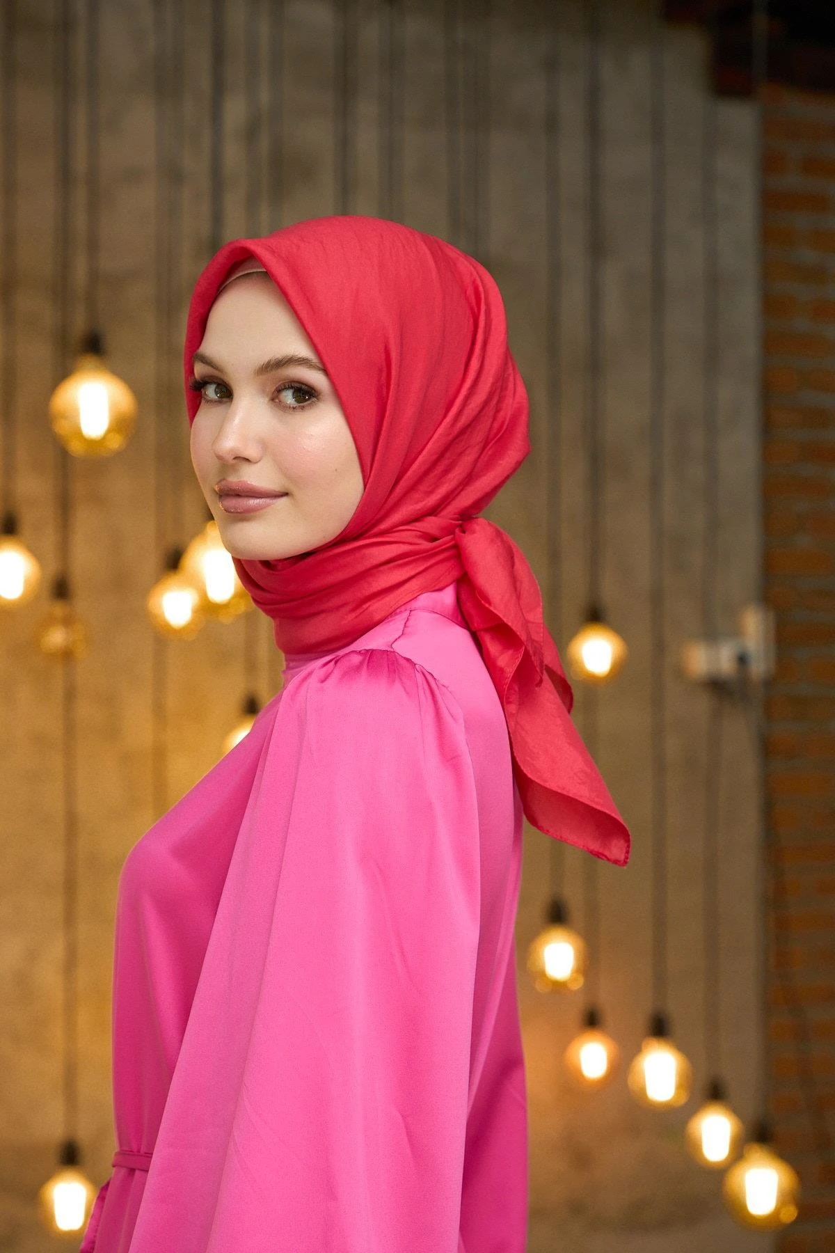 Düz Desen Vual Eşarp Mercan Vual İpek Eşarp - 10100-29