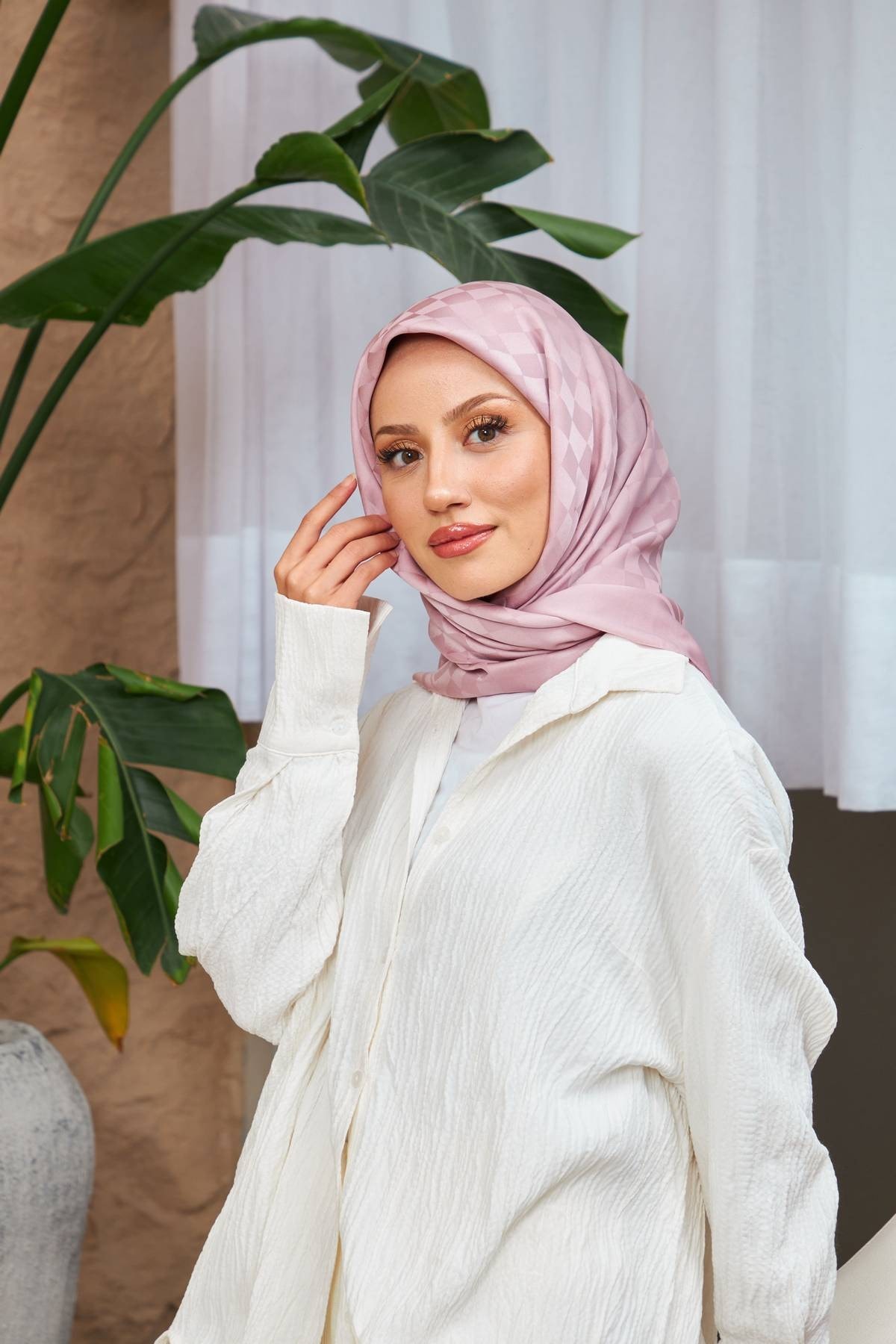 Dama Jakarlı Eşarp Pudra 9900-22