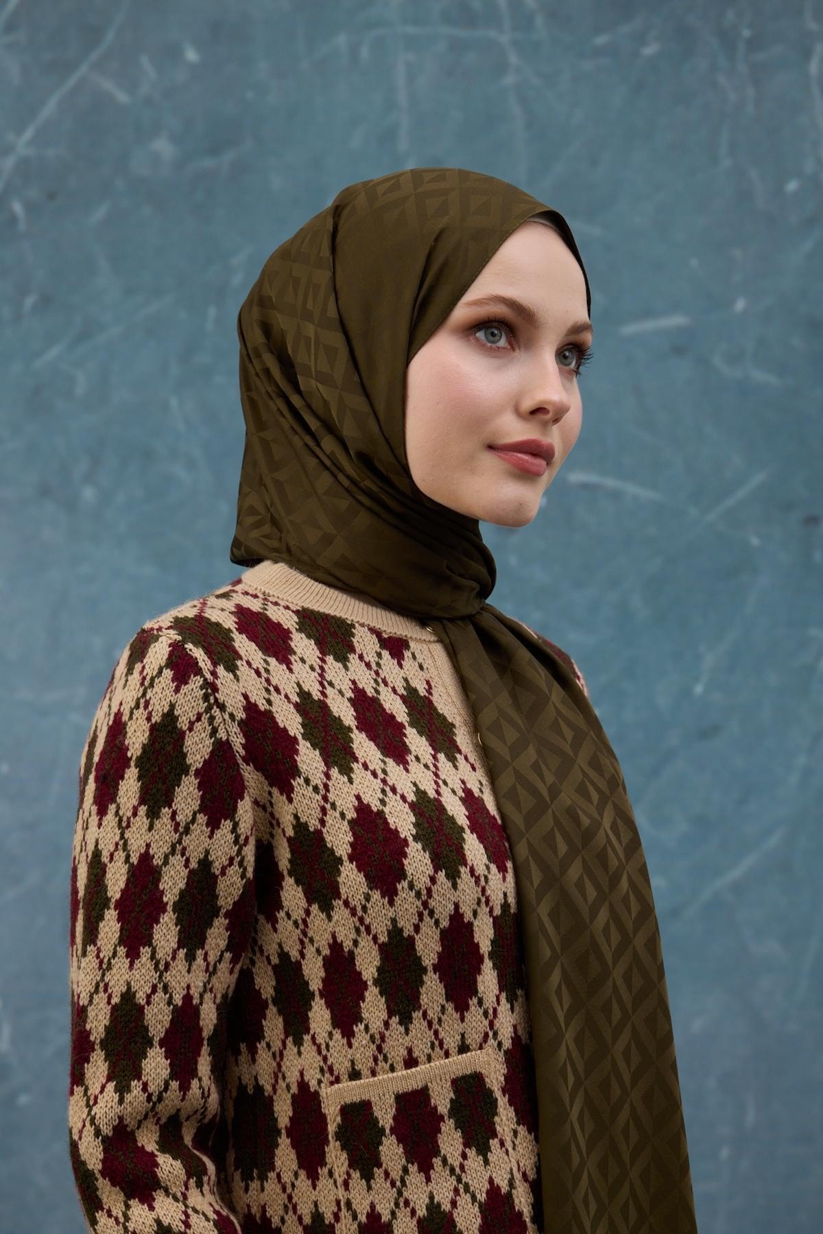 Fall Winter İpeksi Jakar Şal Haki 9019-02