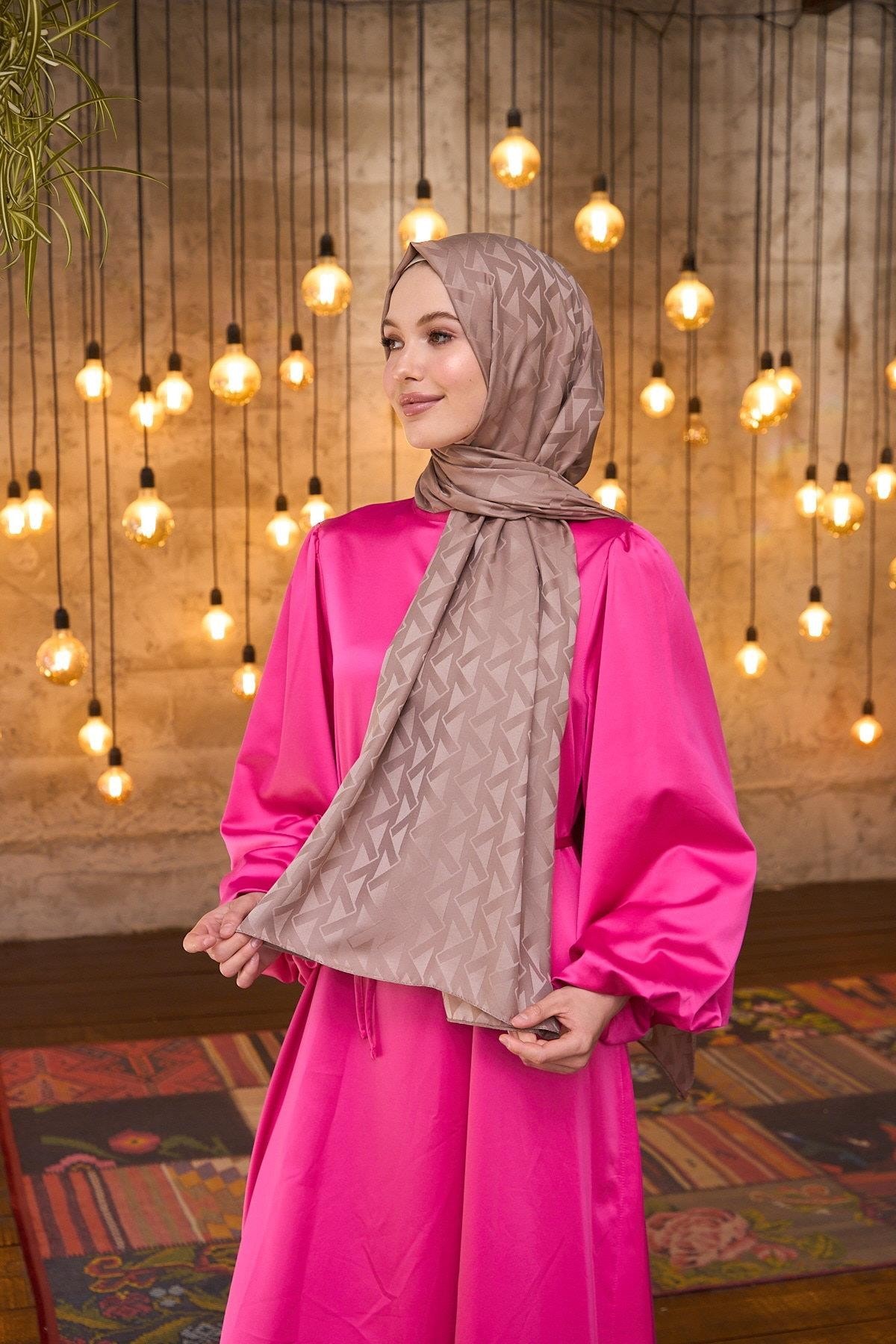 Yaz Işıltısı Koleksiyonu İpeksi Jakar Şal Vizon 9014-15