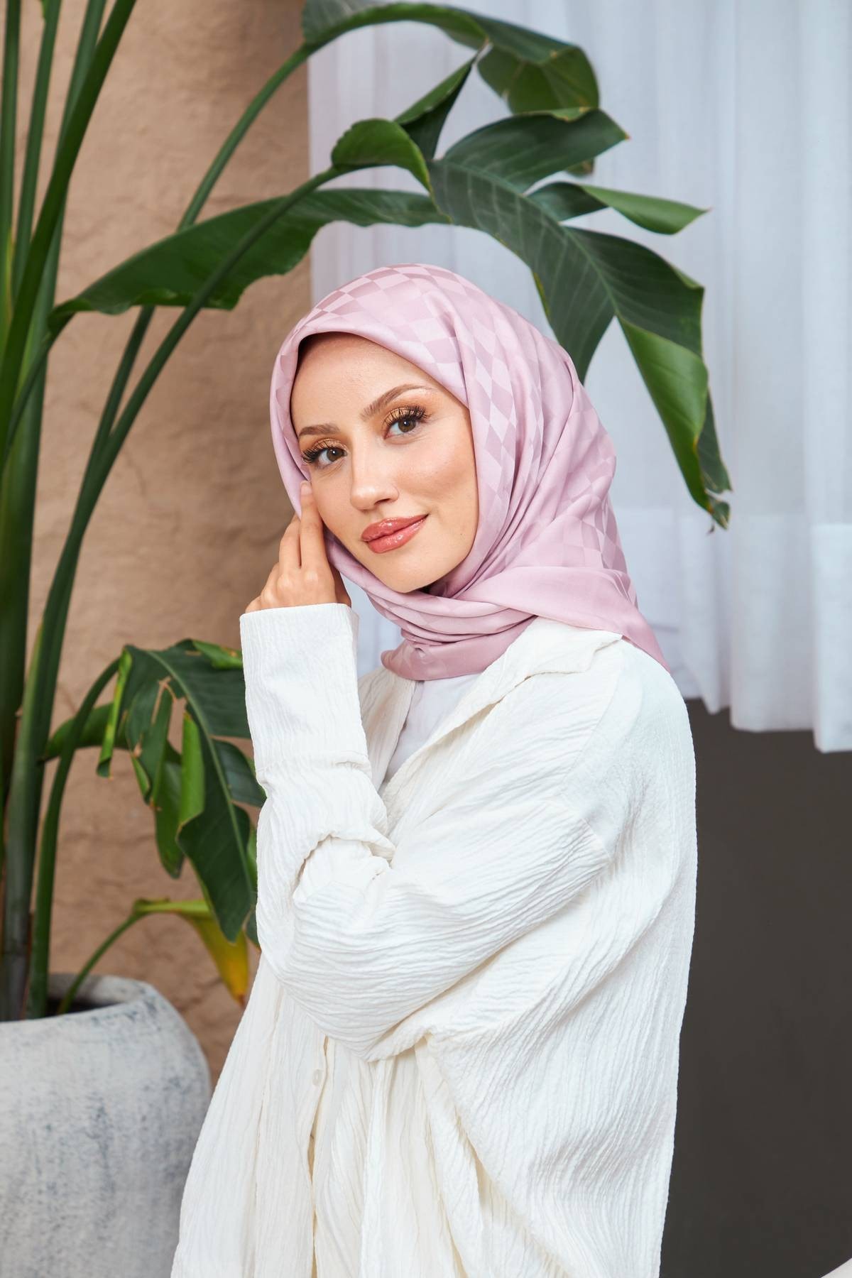 Dama Jakarlı Eşarp Pudra 9900-22