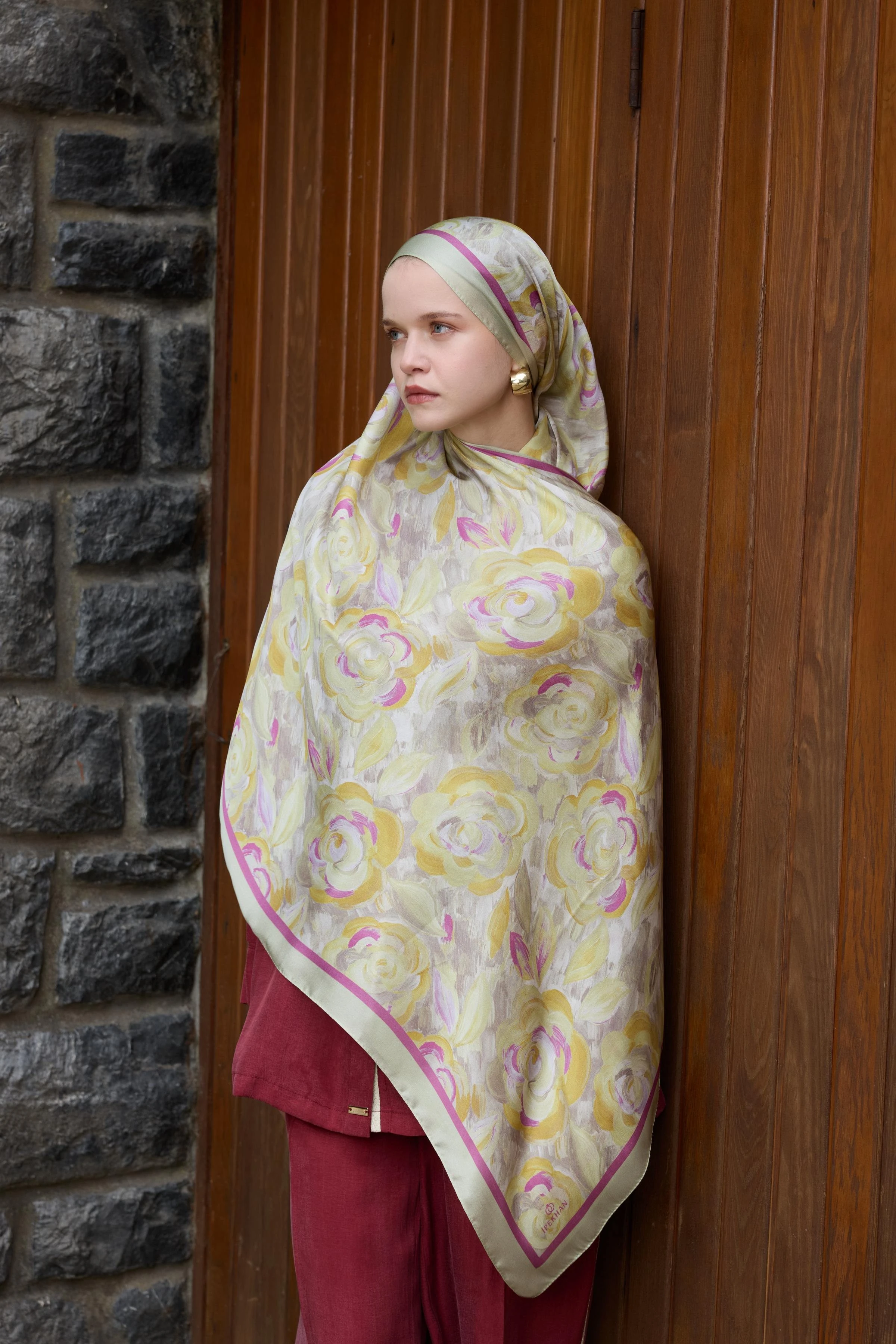 Winter Bloom Hint İpek Şal 5014 - Sarı