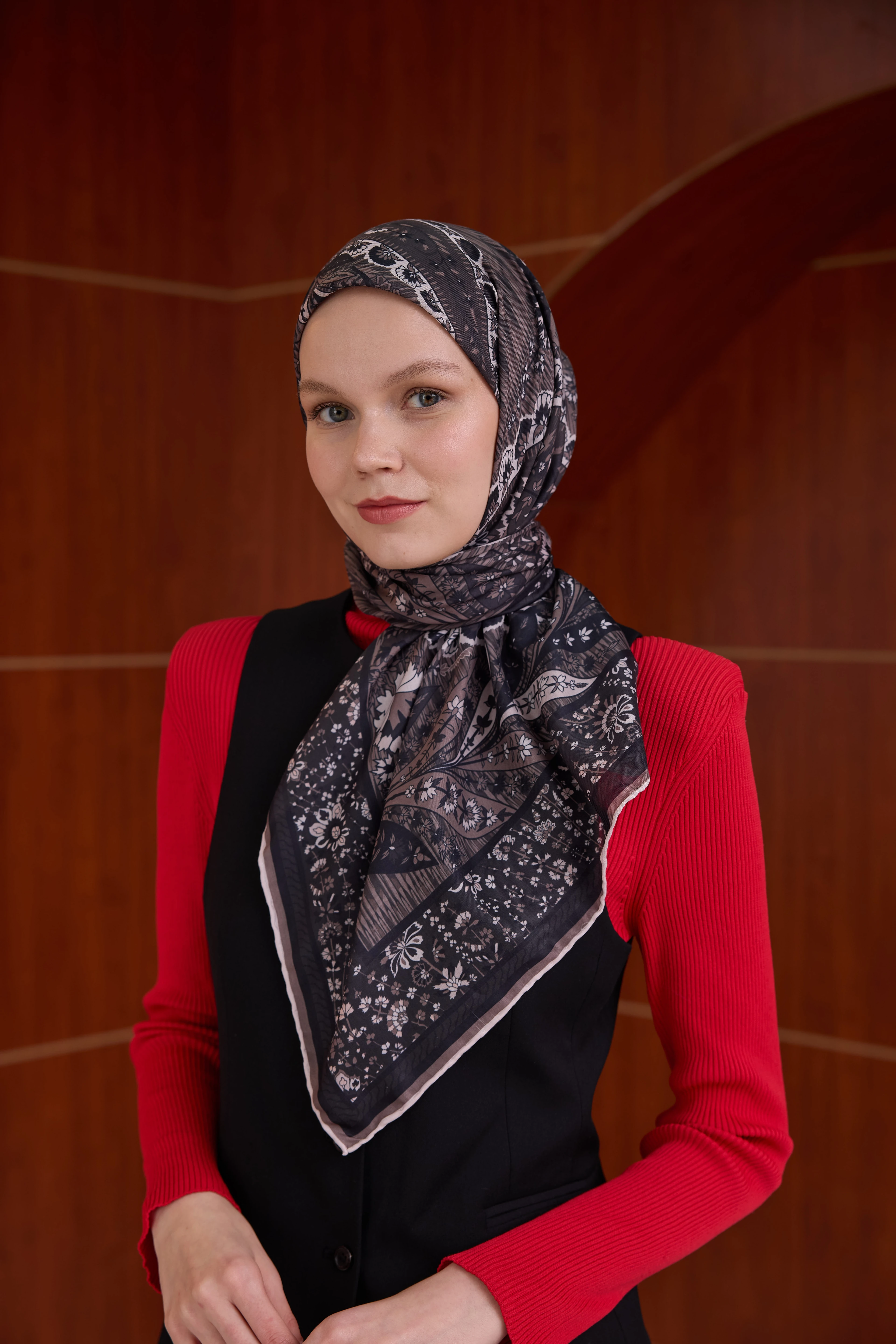 Winter Bloom Soft Eşarp 1242 - Açık Gri