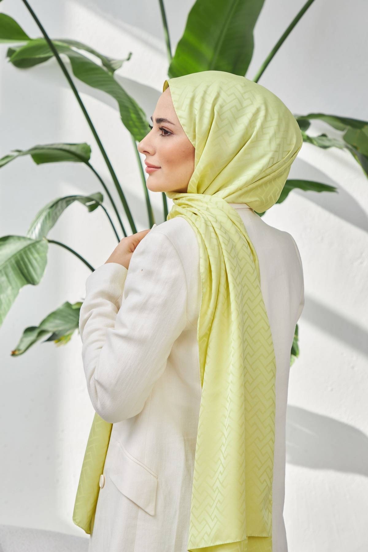 Lego Desen İpeksi Jakar Şal Fıstık Yeşili 9004-21