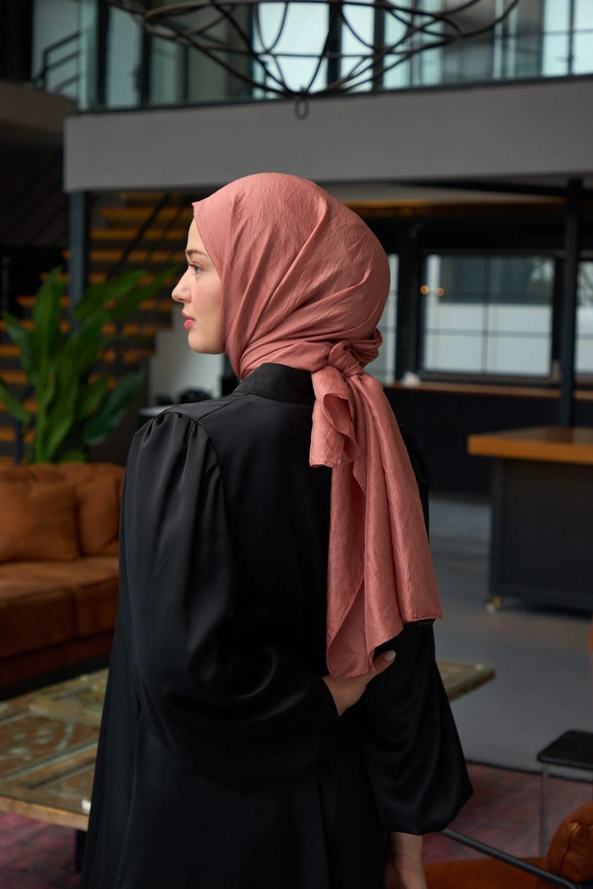 Düz Desen Vual Şal Mercan Vual İpek Şal - 9800-45