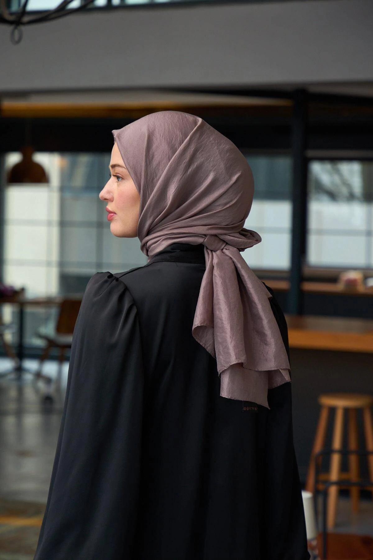 Düz Desen Vual Şal Vizon Vual İpek Şal - 9800-41