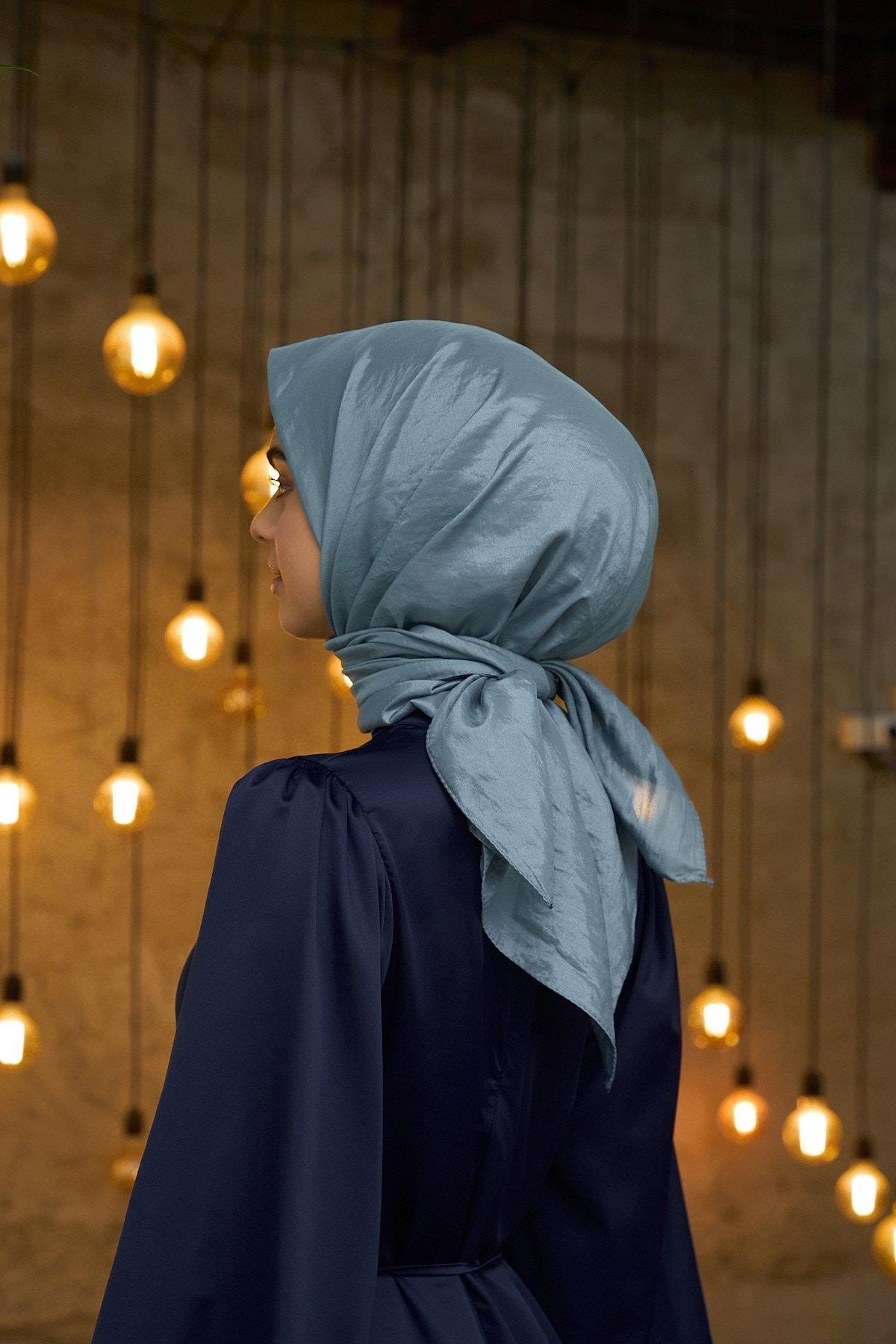 Düz Desen Vual Eşarp Füme Vual İpek Eşarp - 10100-25