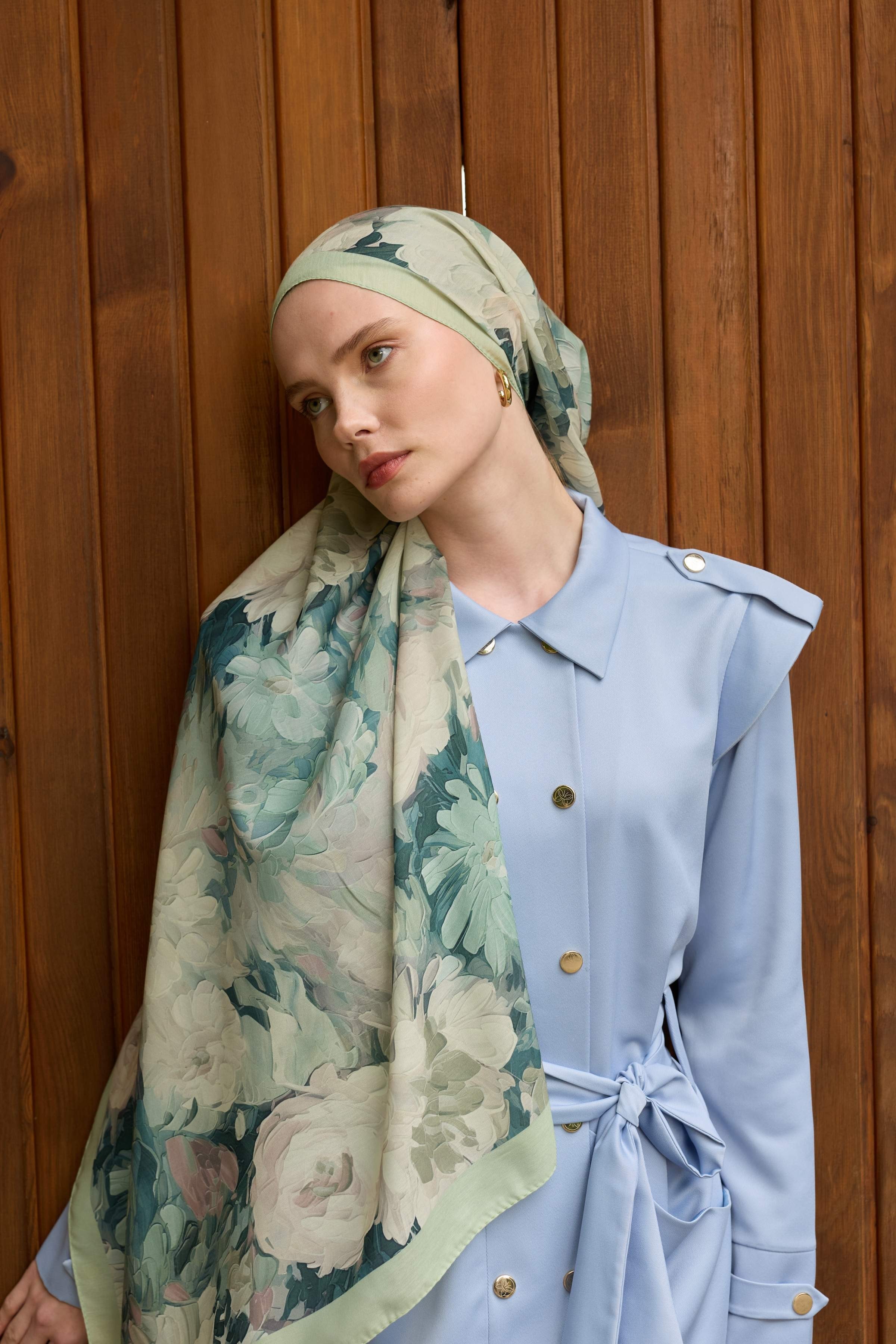 Winter Bloom Soft Şal 3069-10099 - Pastel Yeşil