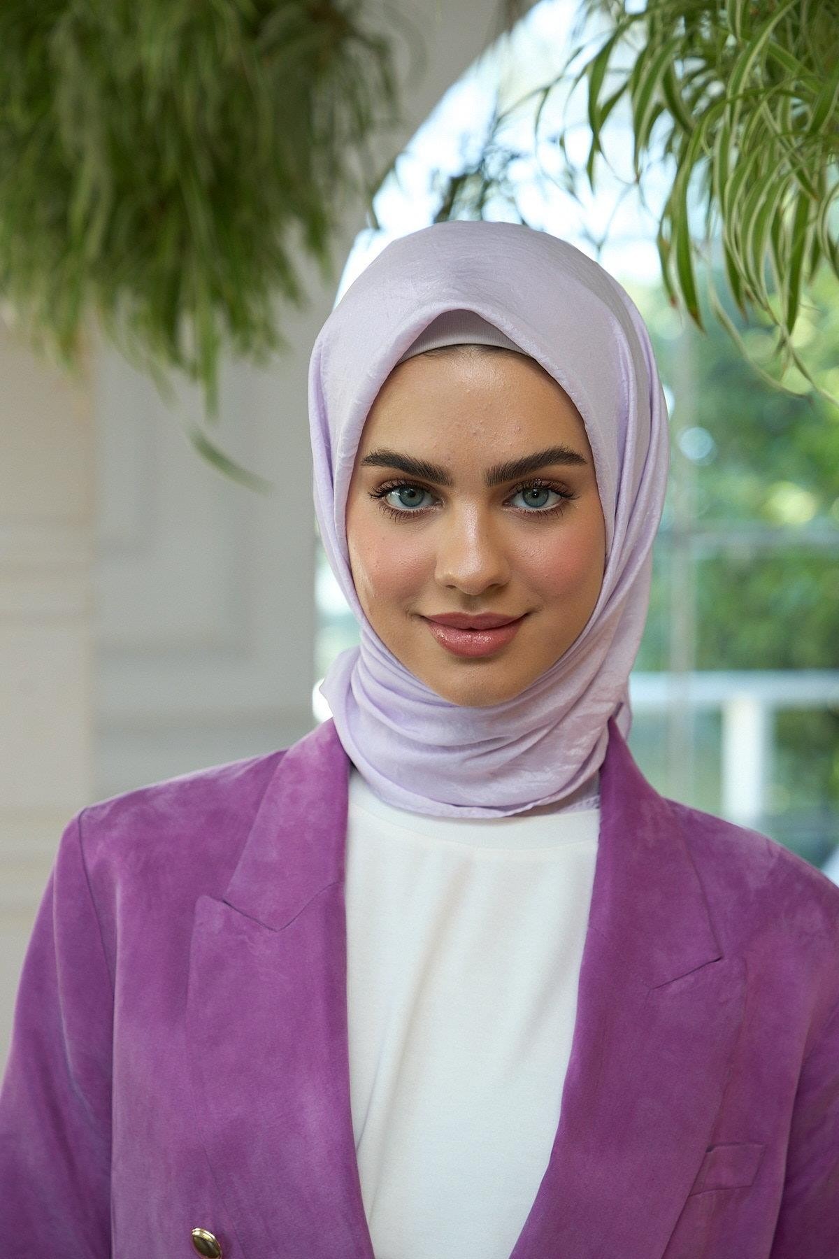 Düz Desen Vual Eşarp Lila Vual İpek Eşarp - 10100-09