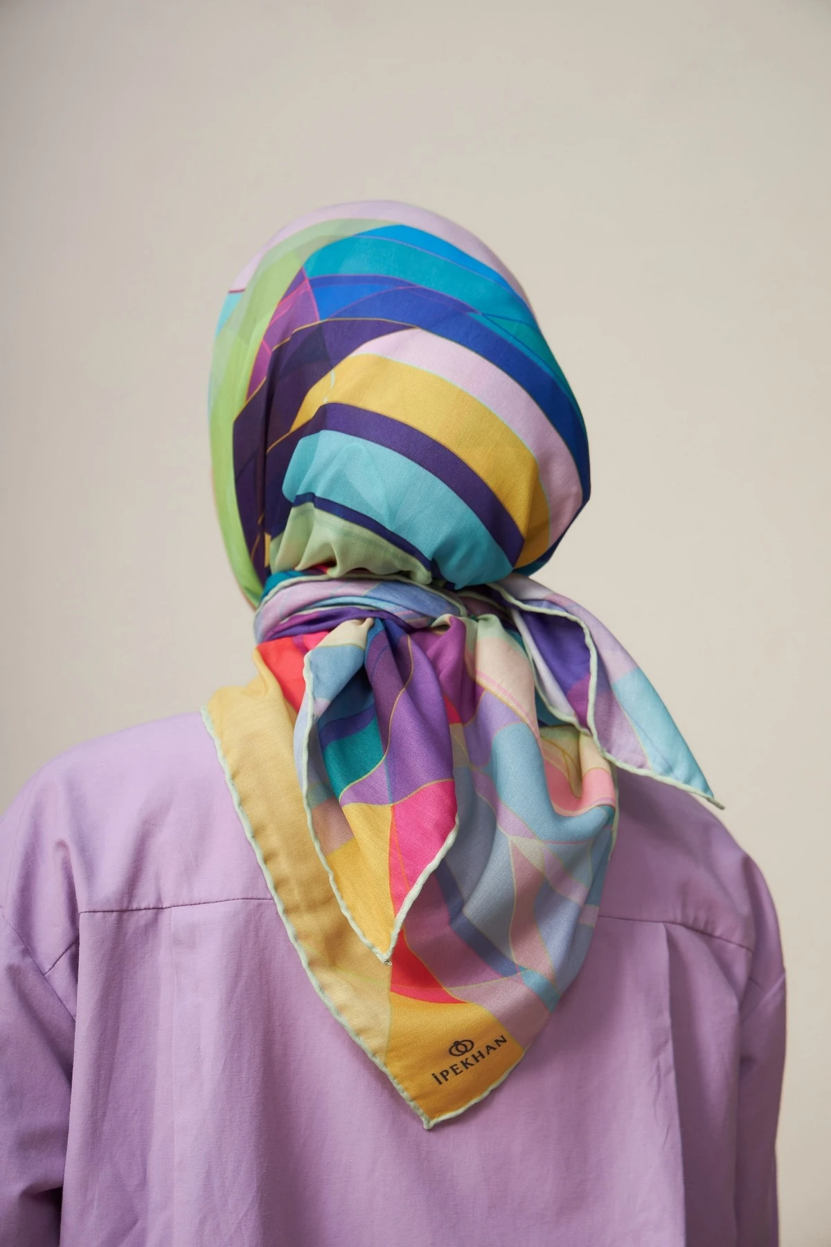 Geometrik Hardal Pamuk Viskon Eşarp