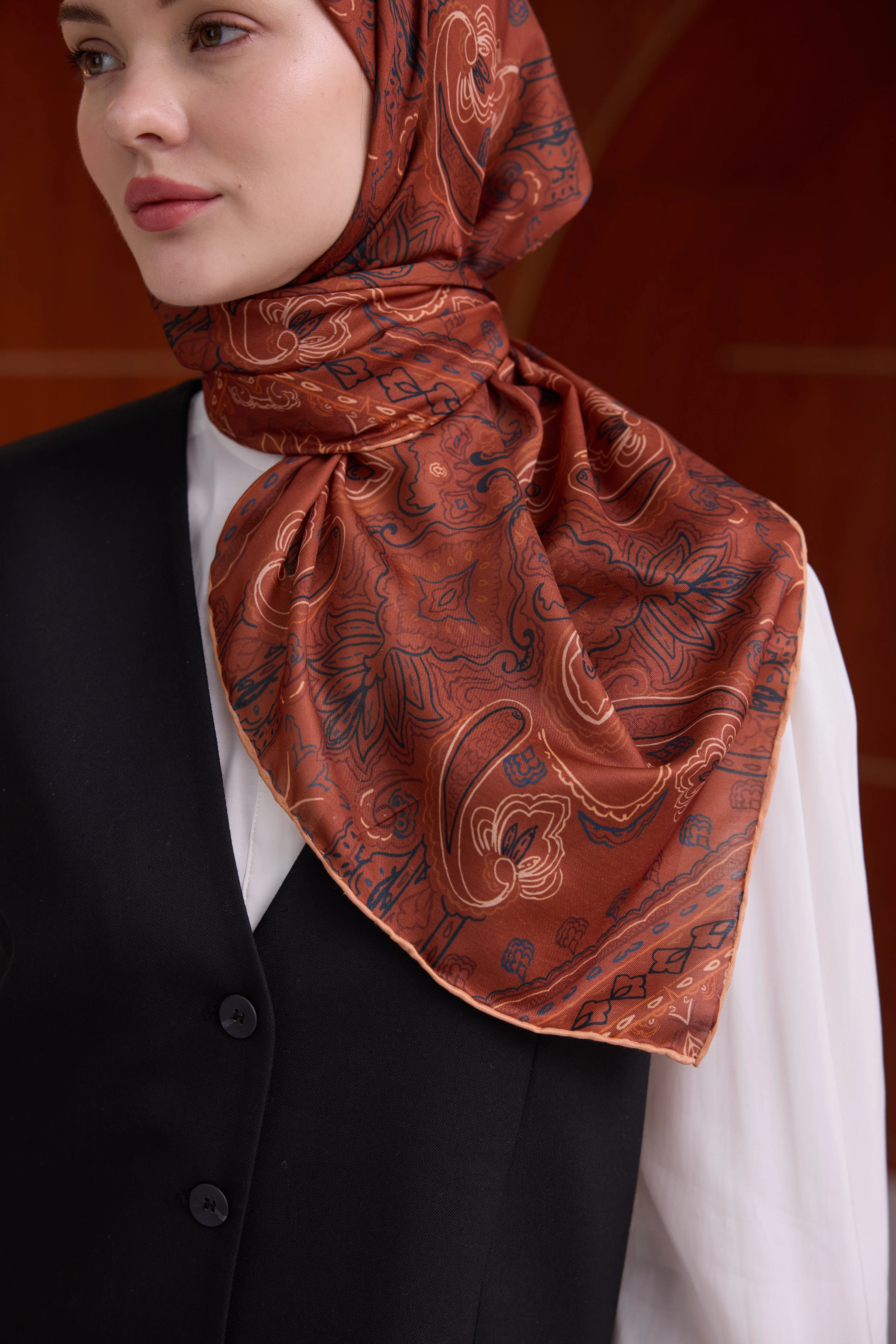 Winter Bloom Soft Eşarp 1243 - Tarçın