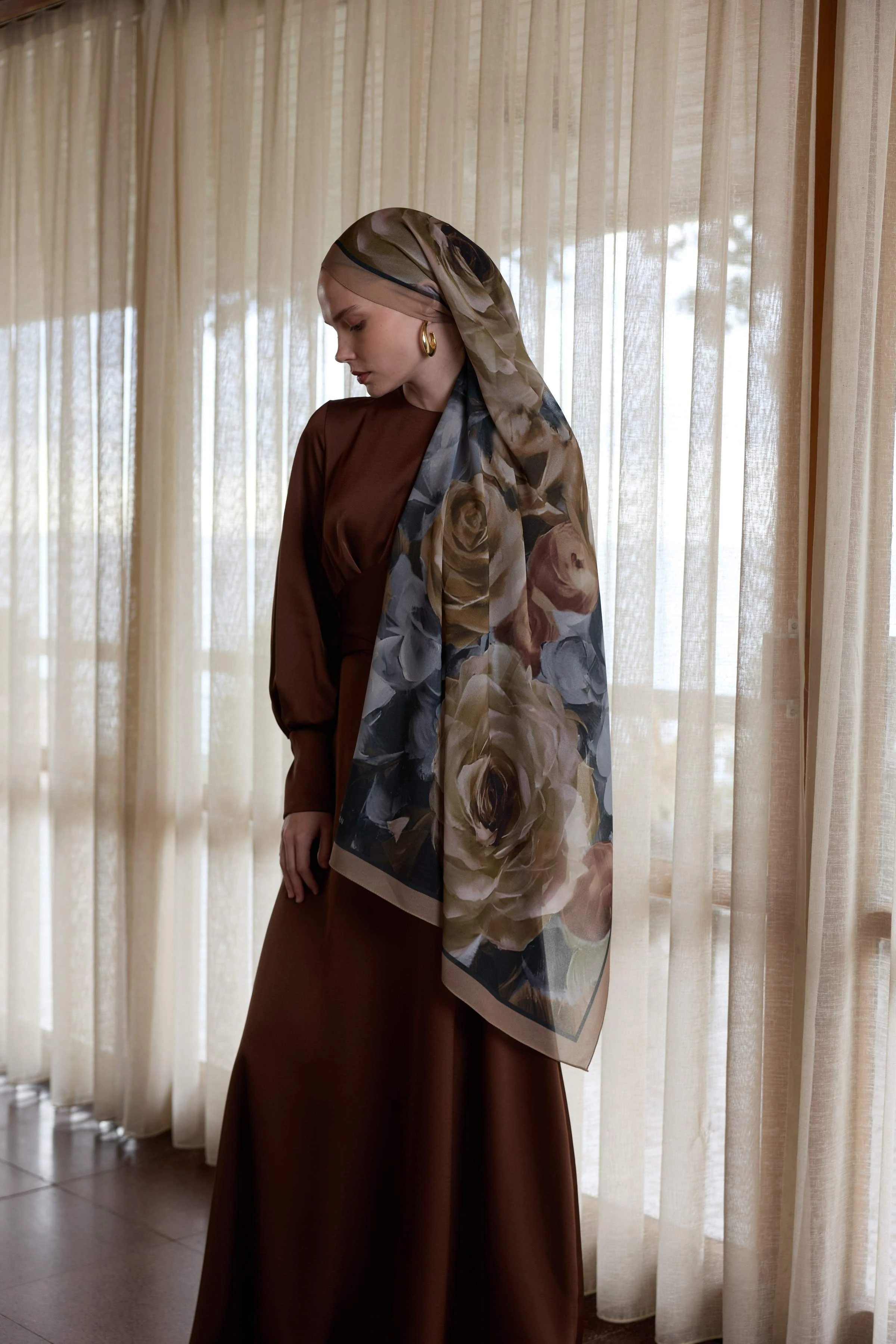 Winter Bloom Qupra Şal 30002 - Kahve